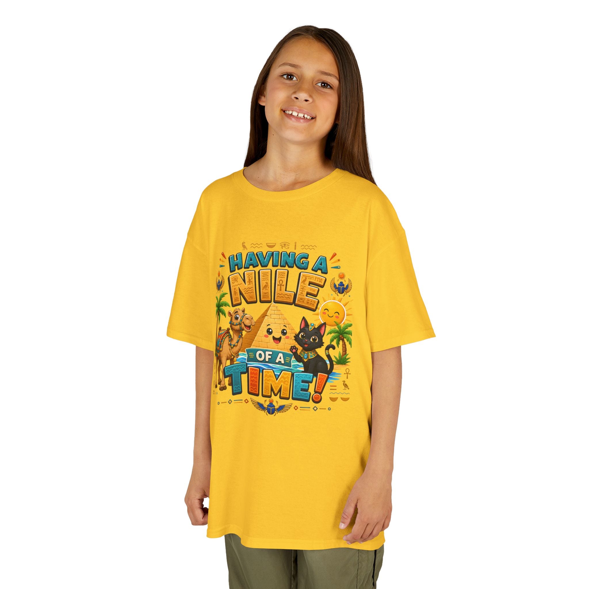 Having a Nile of a Time Kids Tee | Camel Pyramid Desert Cartoon