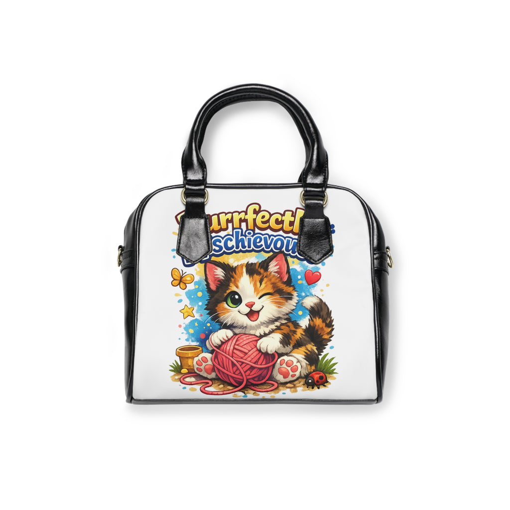 Purrfectly Mischievous Cat Shoulder Handbag – Cute Kitten Yarn Design