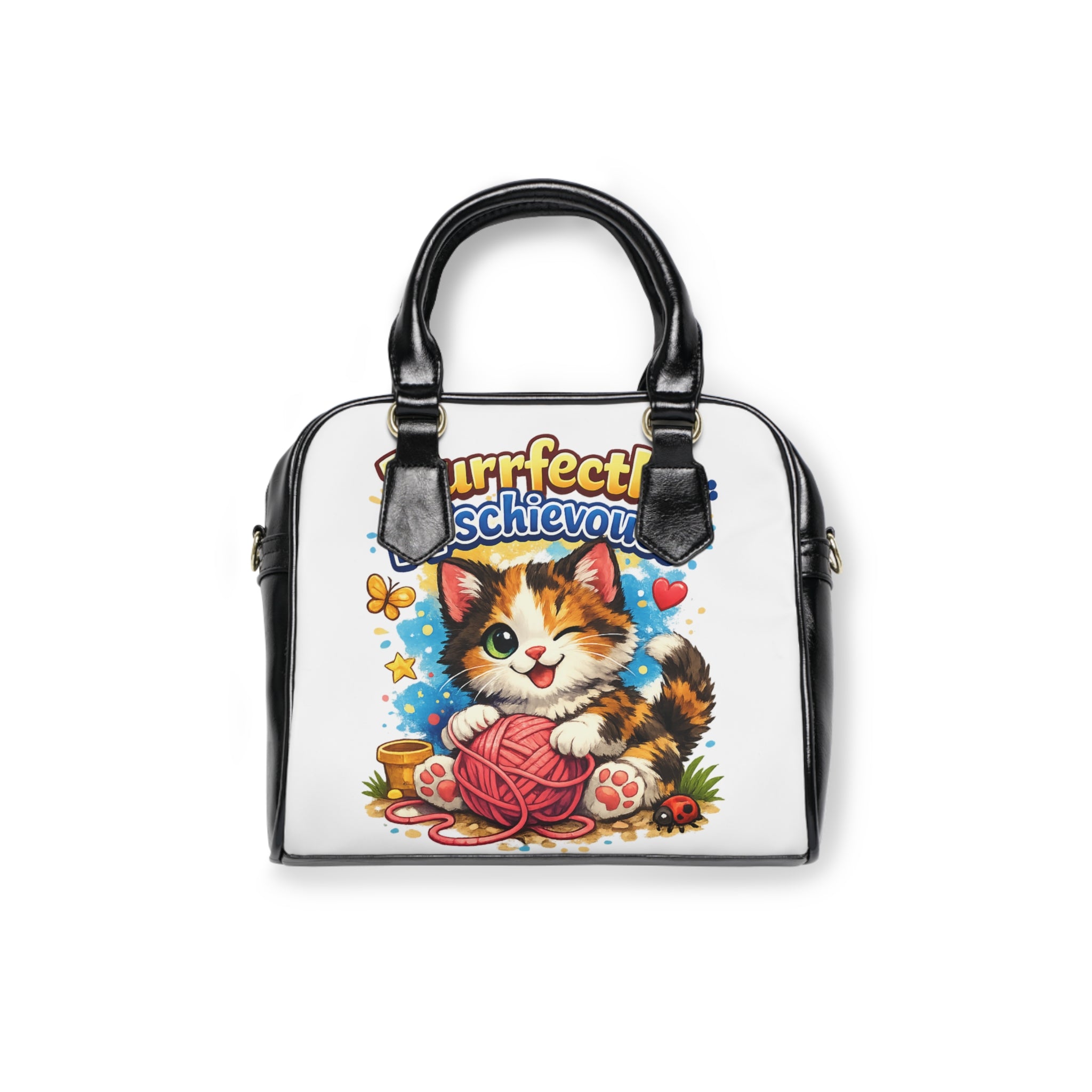 Purrfectly Mischievous Cat Shoulder Handbag – Cute Kitten Yarn Design