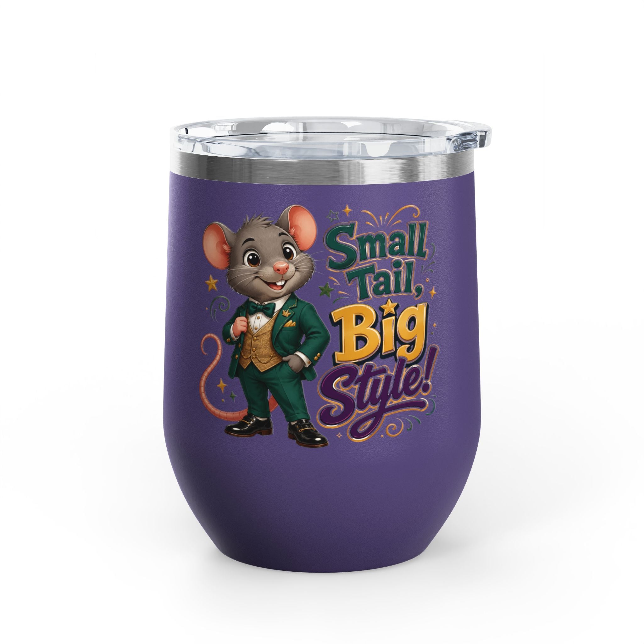 "Small Tail, Big Style!" Cute Mouse 12oz Insulated Cup