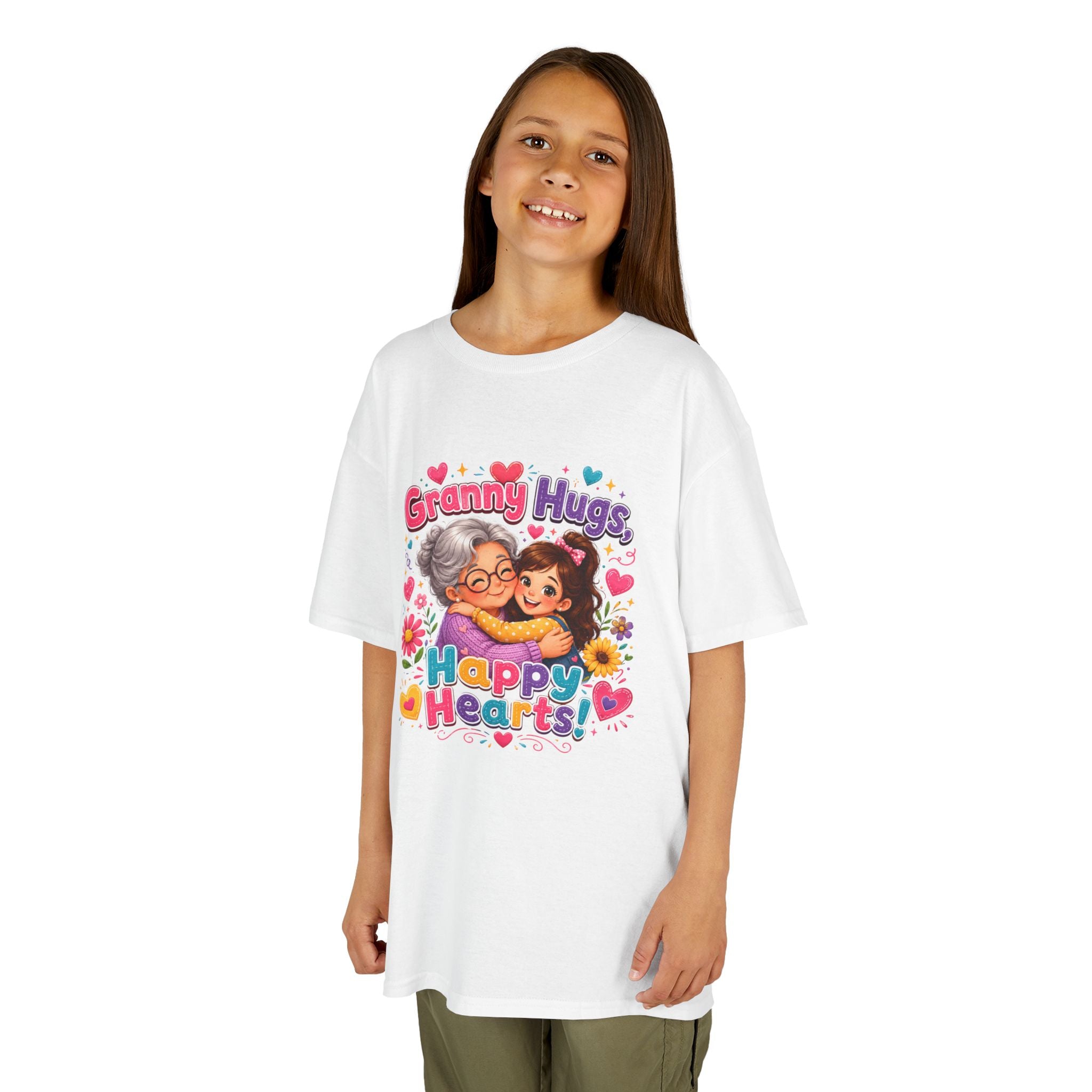 Granny Hugs Happy Hearts Tee | Grandma Grandchild Cute Illustration