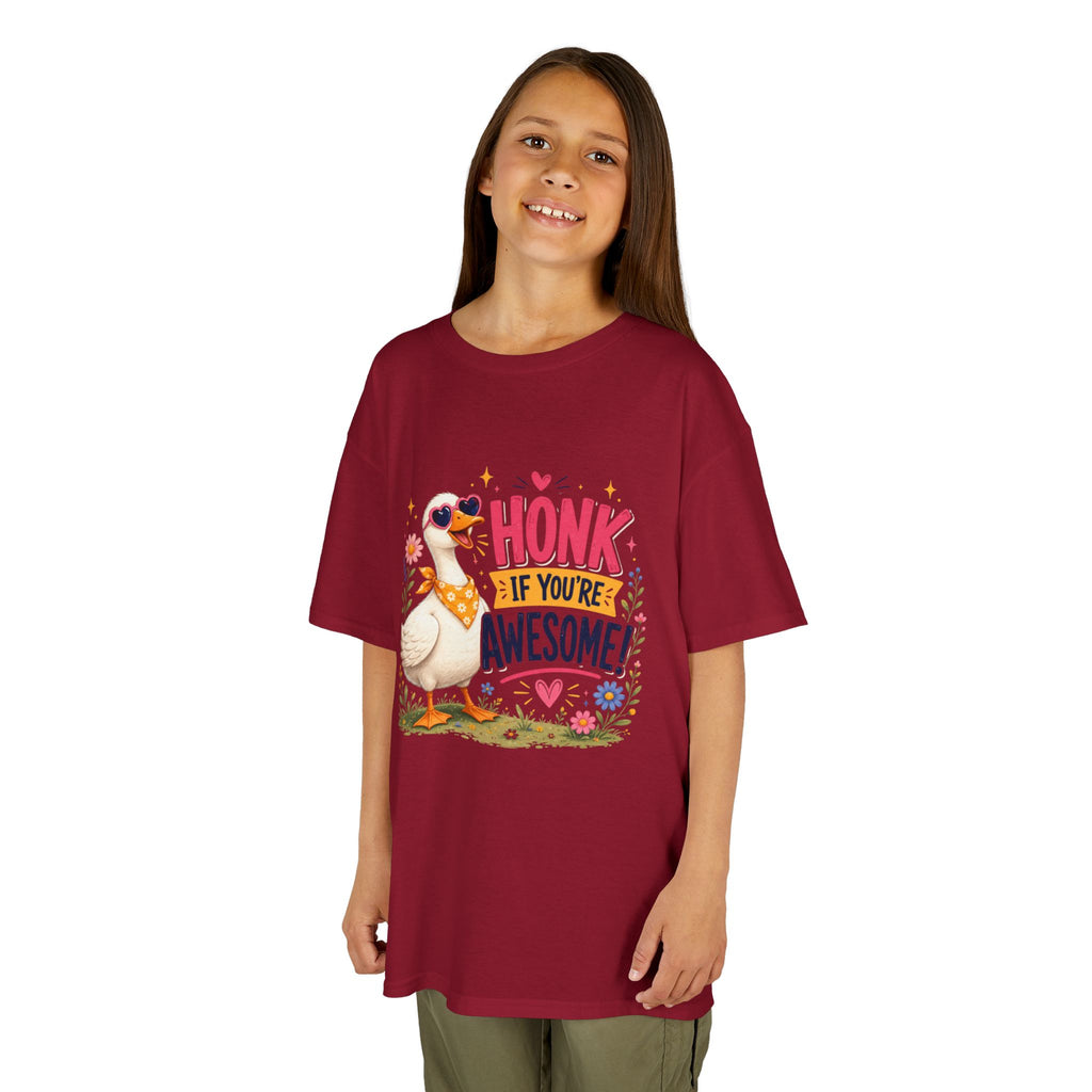 Kids Tee — "Honk If You're Awesome!" Cute Goose Graphic Shirt