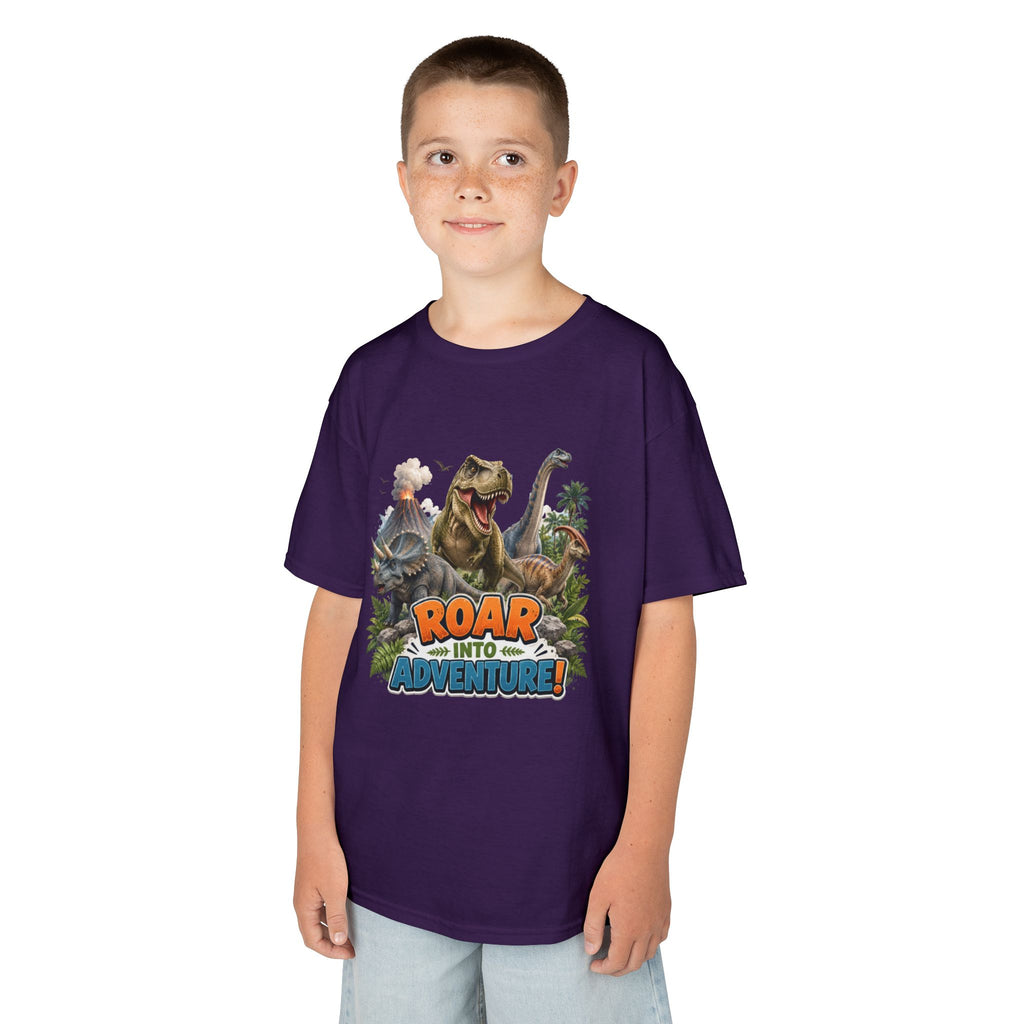 Kids Dinosaur Tee - "Roar Into Adventure" Graphic Shirt for Boys & Girls