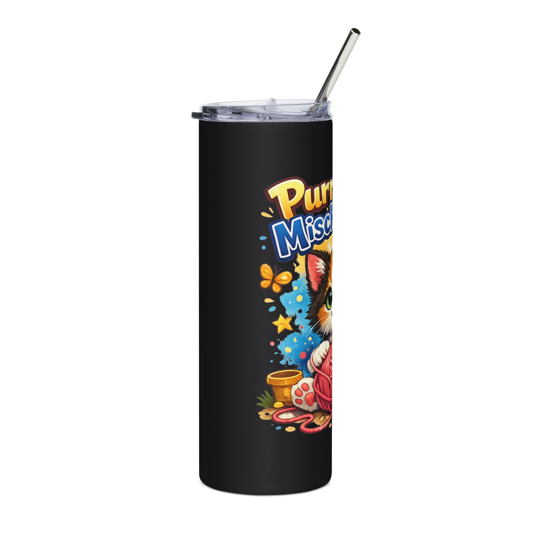 Purrfectly Mischievous Cat 20oz Stainless Steel Tumbler