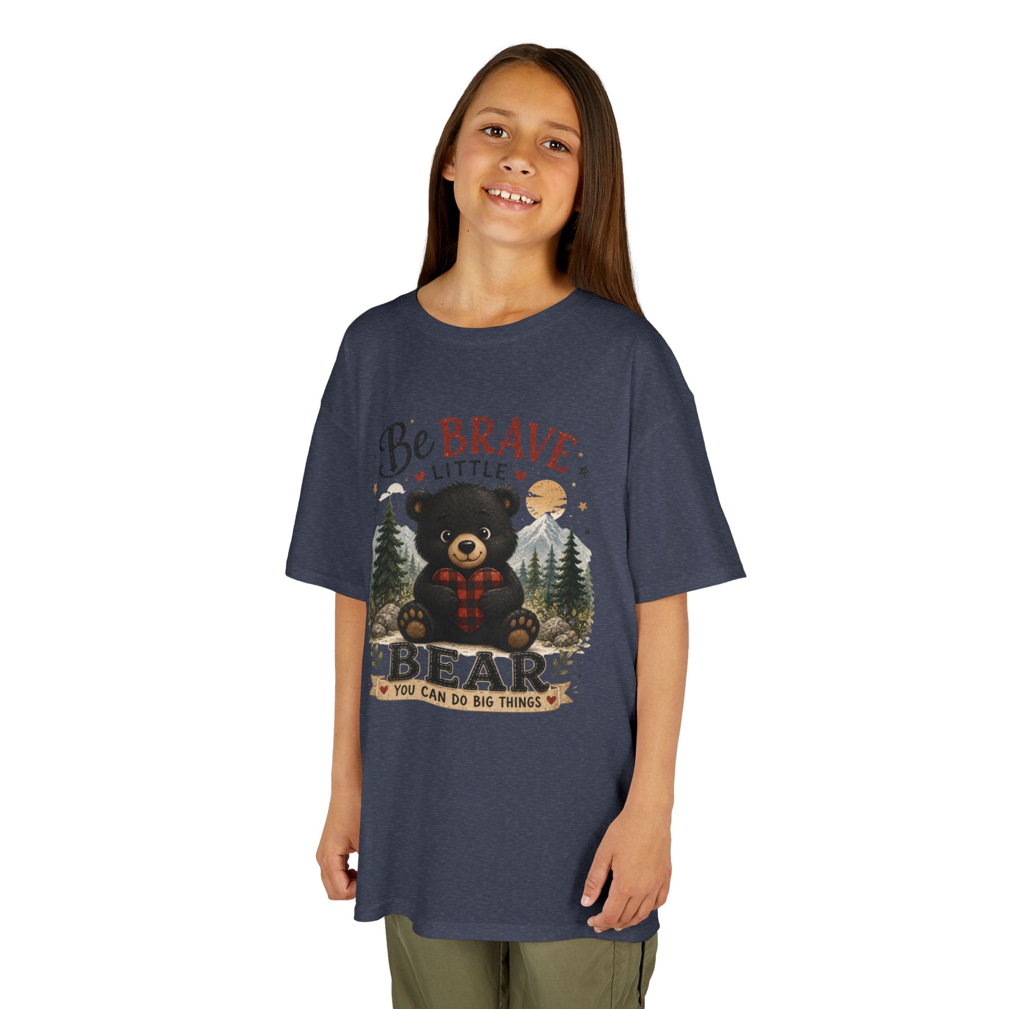 Kids T‑Shirt — "Be Brave Little Bear" Cute Woodland Bear Tee for Children, Inspirational Adventure Gift