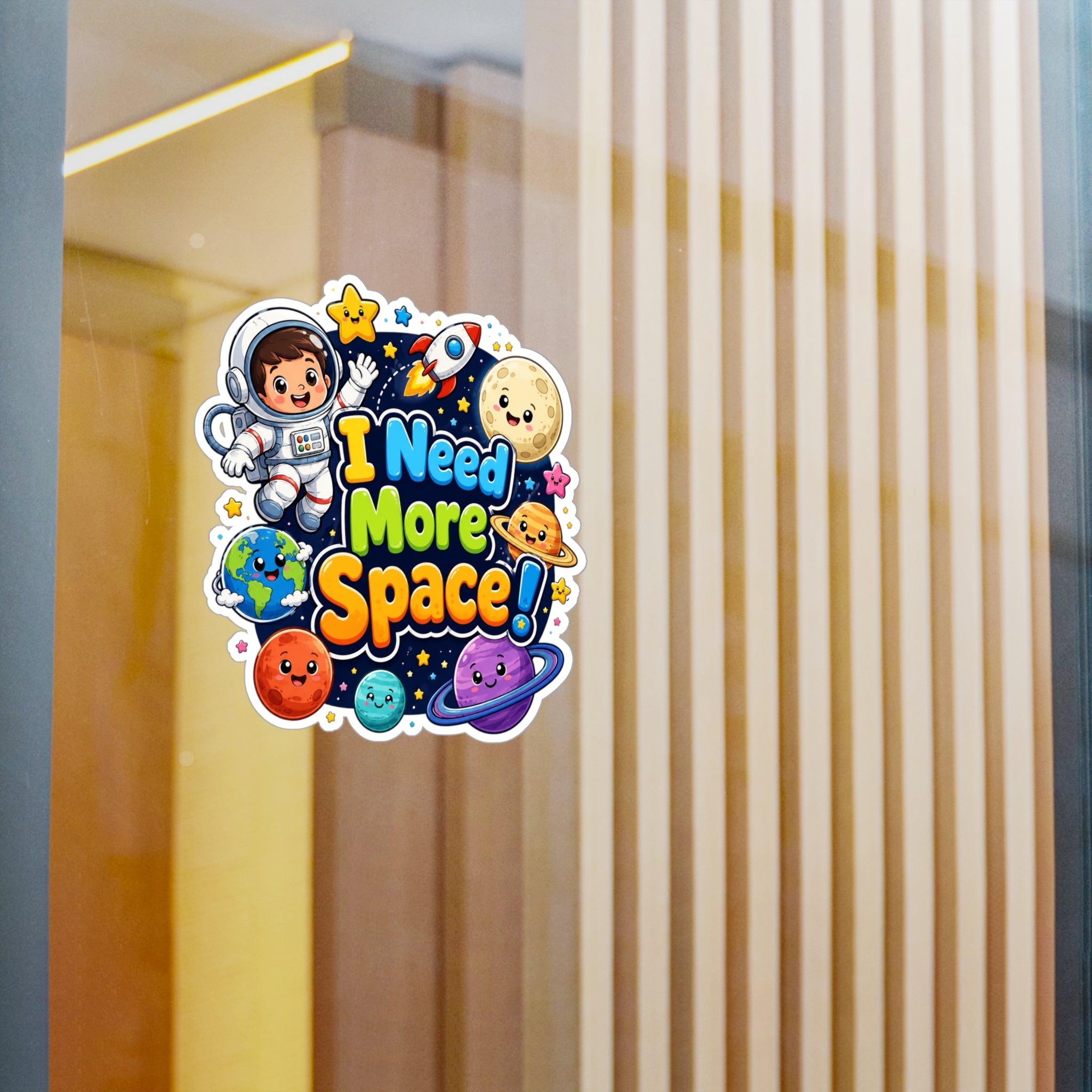 I Need More Space! Cute Space Astronaut Kiss-Cut Vinyl Sticker