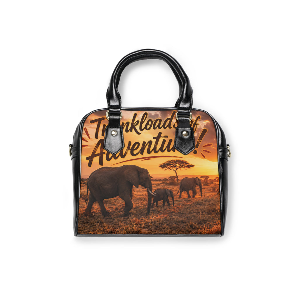Shoulder Handbag - 'Trunkloads of Adventure' Sunset Elephant Print Travel Tote
