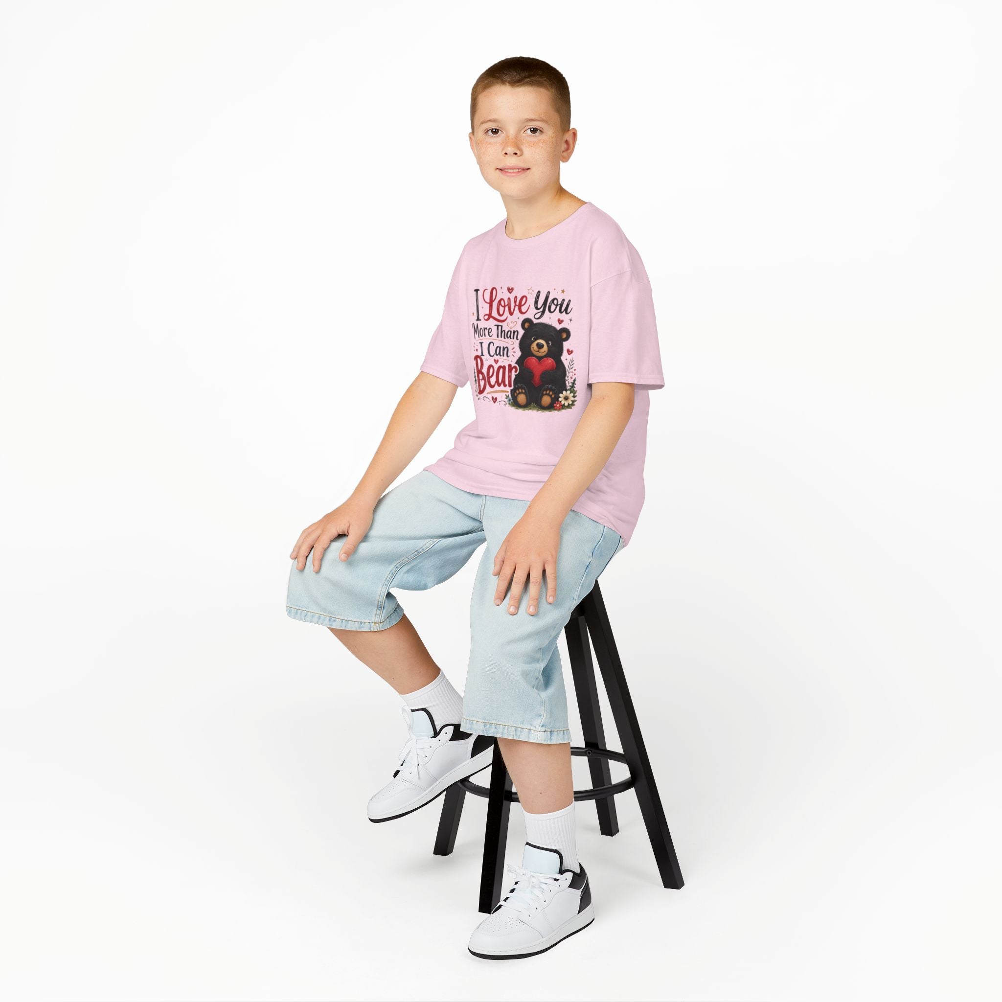 Kids T-Shirt - "I Love You More Than I Can Bear" Cute Bear Valentine Tee