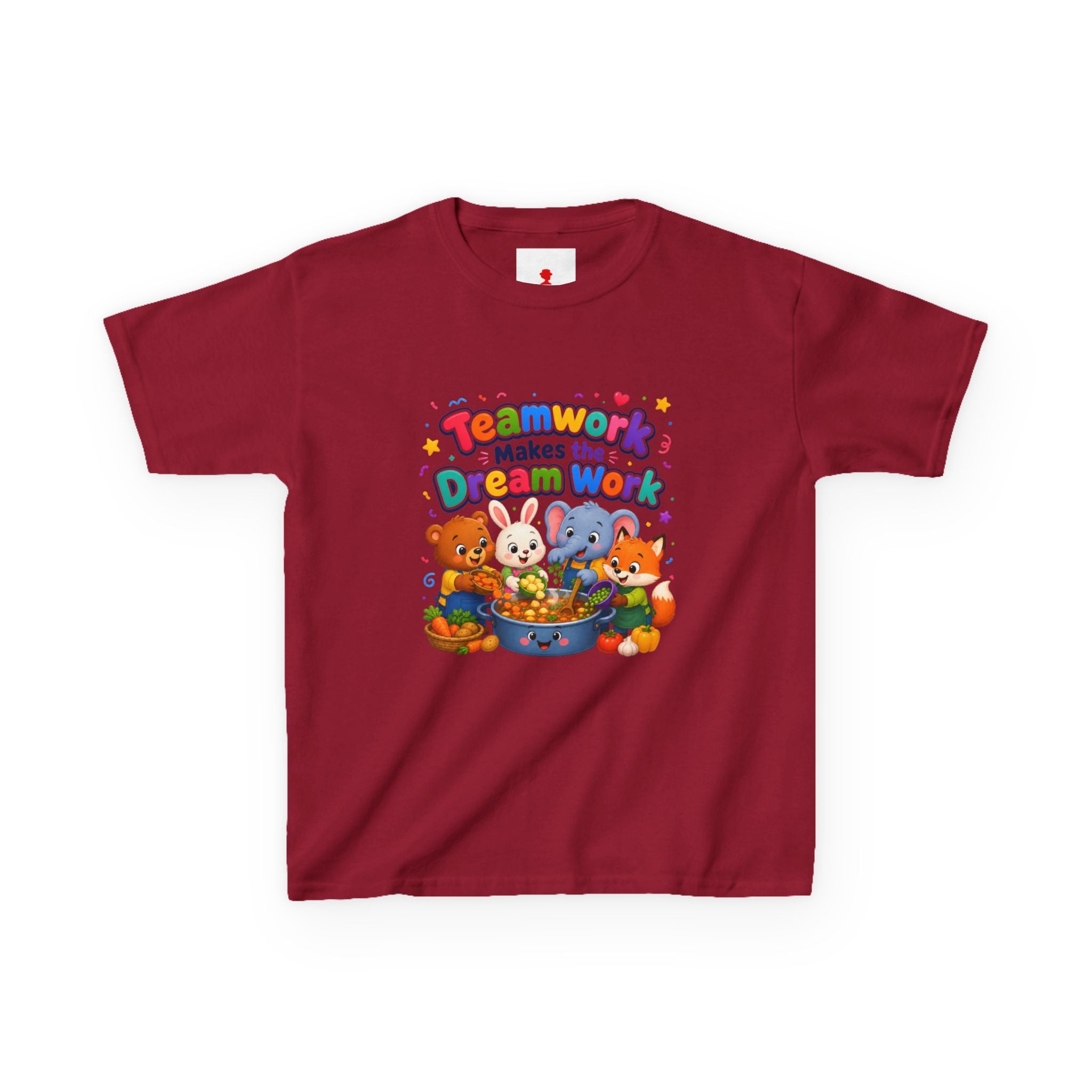 Kids Tee — “Teamwork Makes the Dream Work” Cute Animal Classroom Shirt