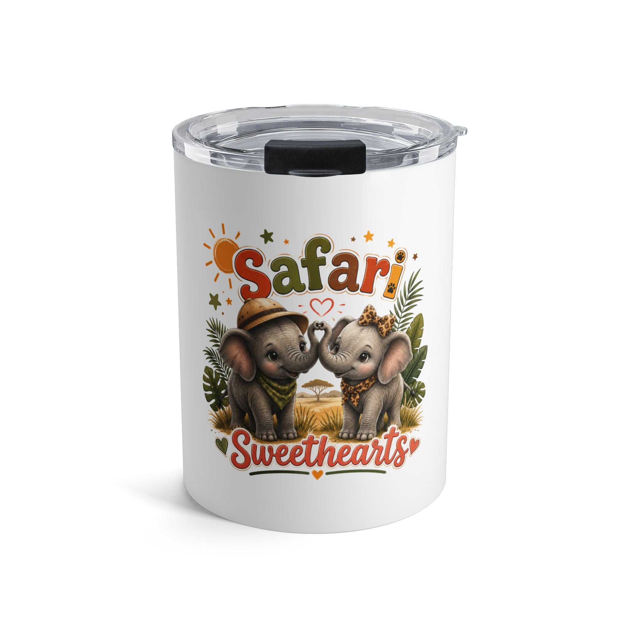 Safari Sweethearts 10oz Tumbler — Cute Elephant Couple Travel Mug