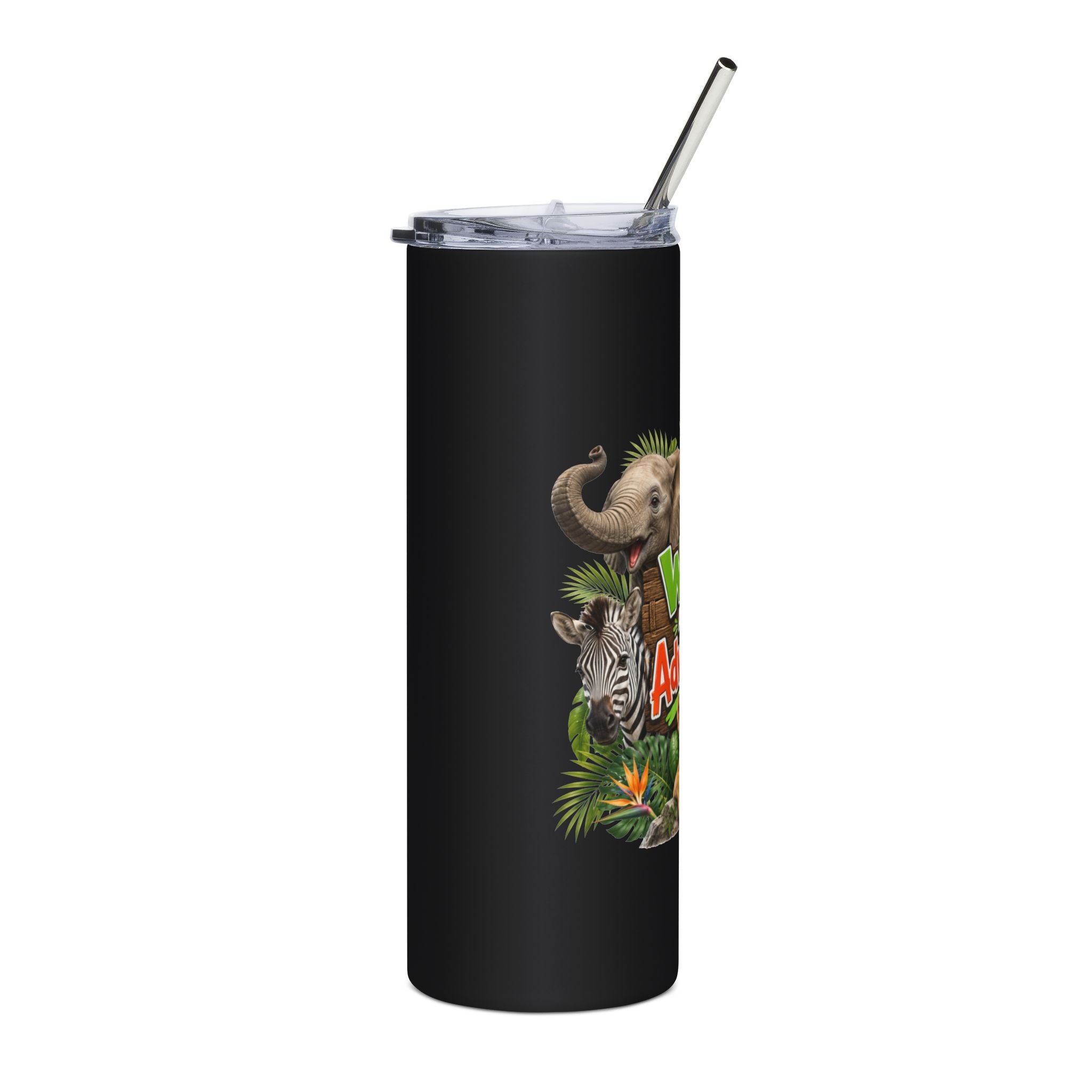 Tumbler - "Wild About Adventure" Safari Animal 20oz Stainless Steel Travel Cup