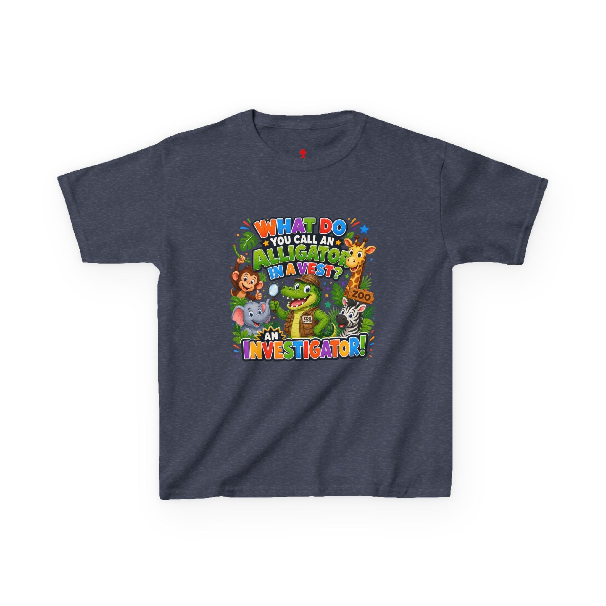 What Do You Call An Alligator? Investigator Kids T-Shirt | Cute Jungle Animals Puzzle