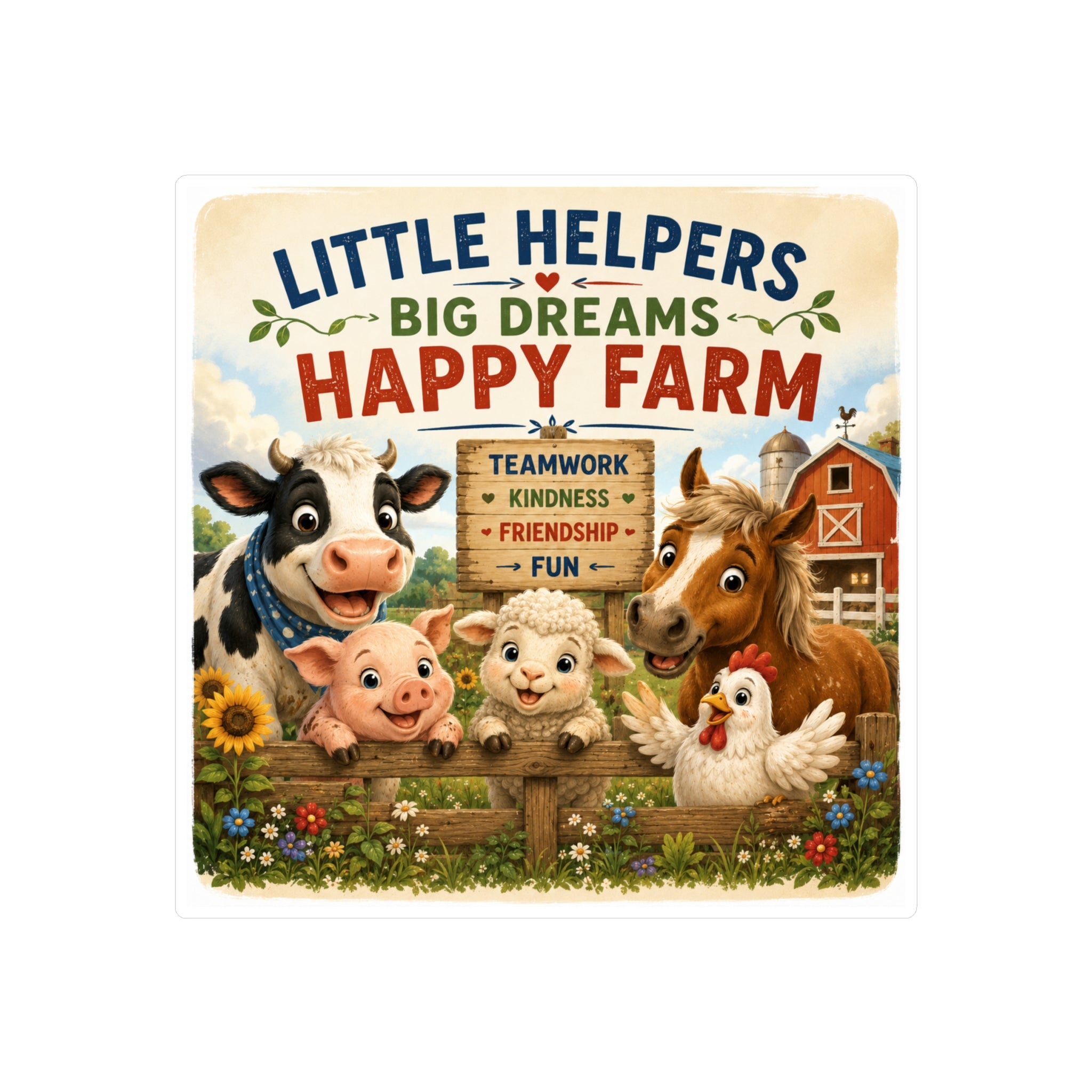 Happy Farm 'Little Helpers, Big Dreams' Vinyl Sticker
