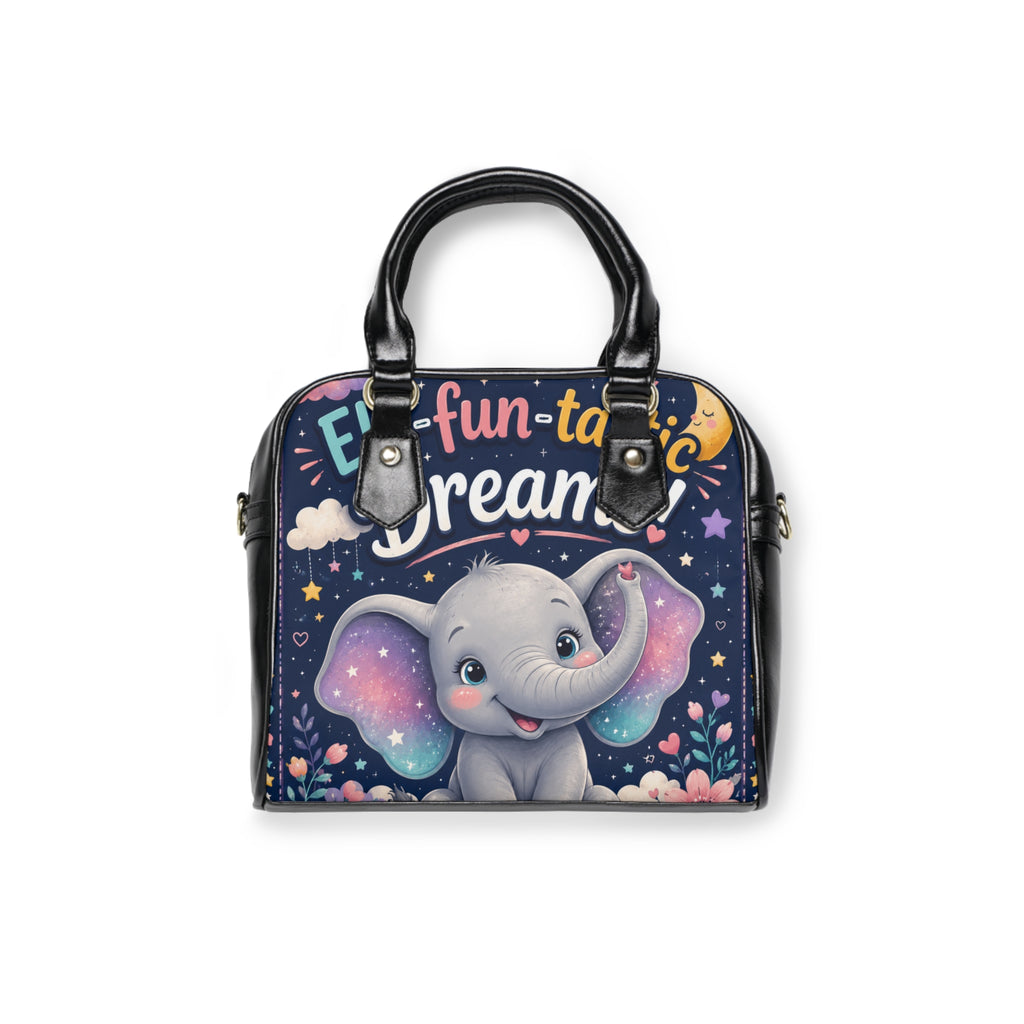 Cute Elephant "Dream Big" Shoulder Handbag — Whimsical Night Sky Kids Purse
