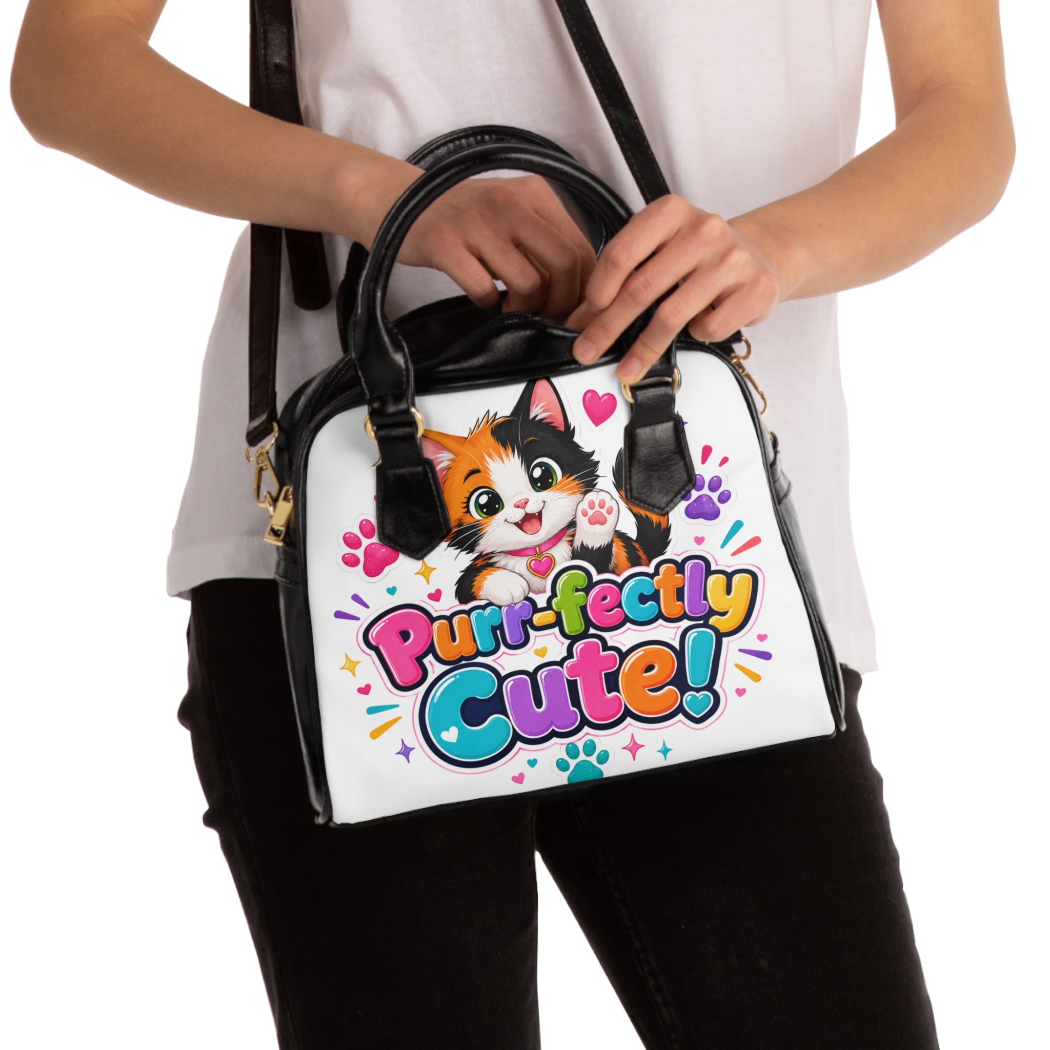Shoulder Handbag — Purr-fectly Cute Cat Print Shoulder Handbag