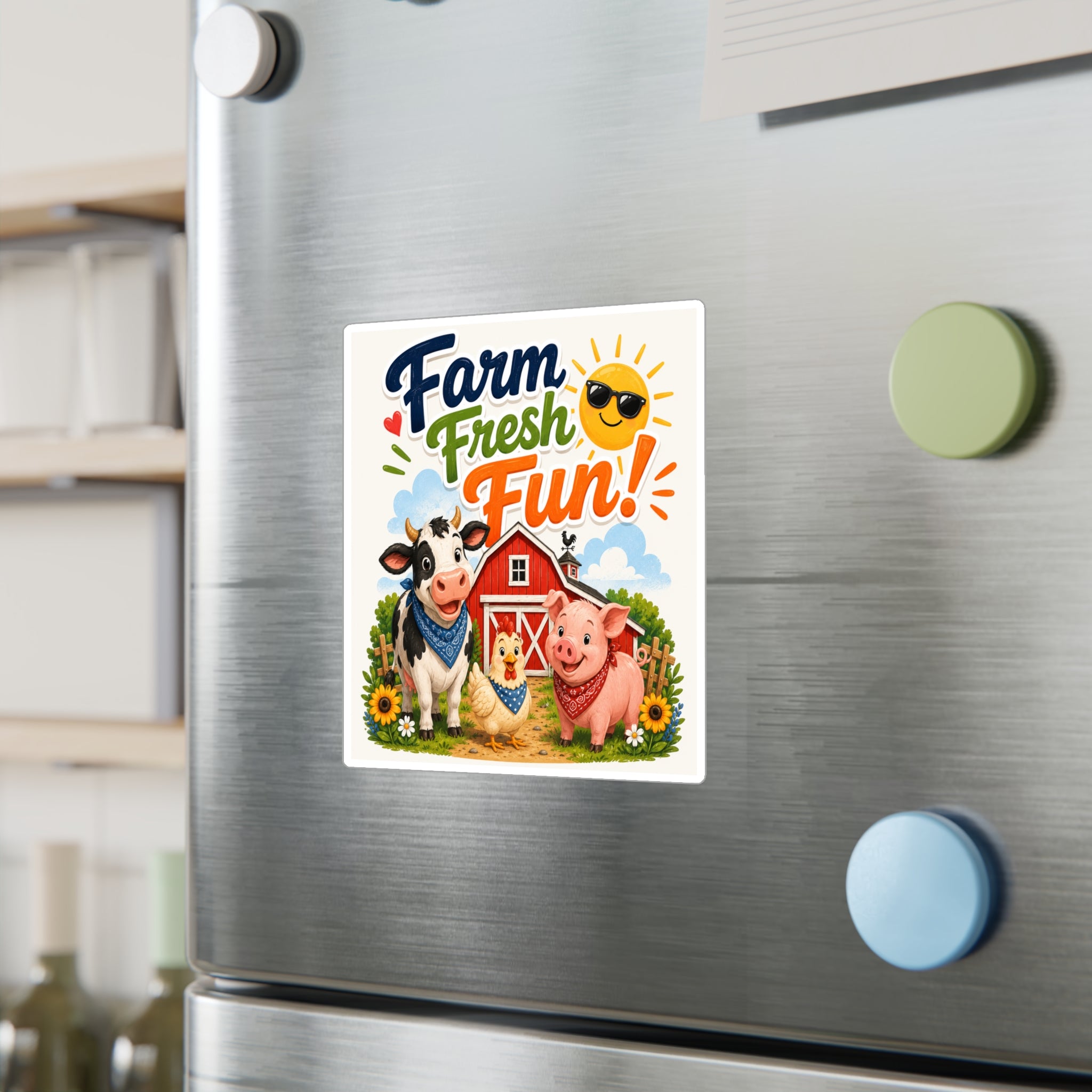 Farm Fresh Fun! Vinyl Sticker — Cute Barnyard Animal Decal