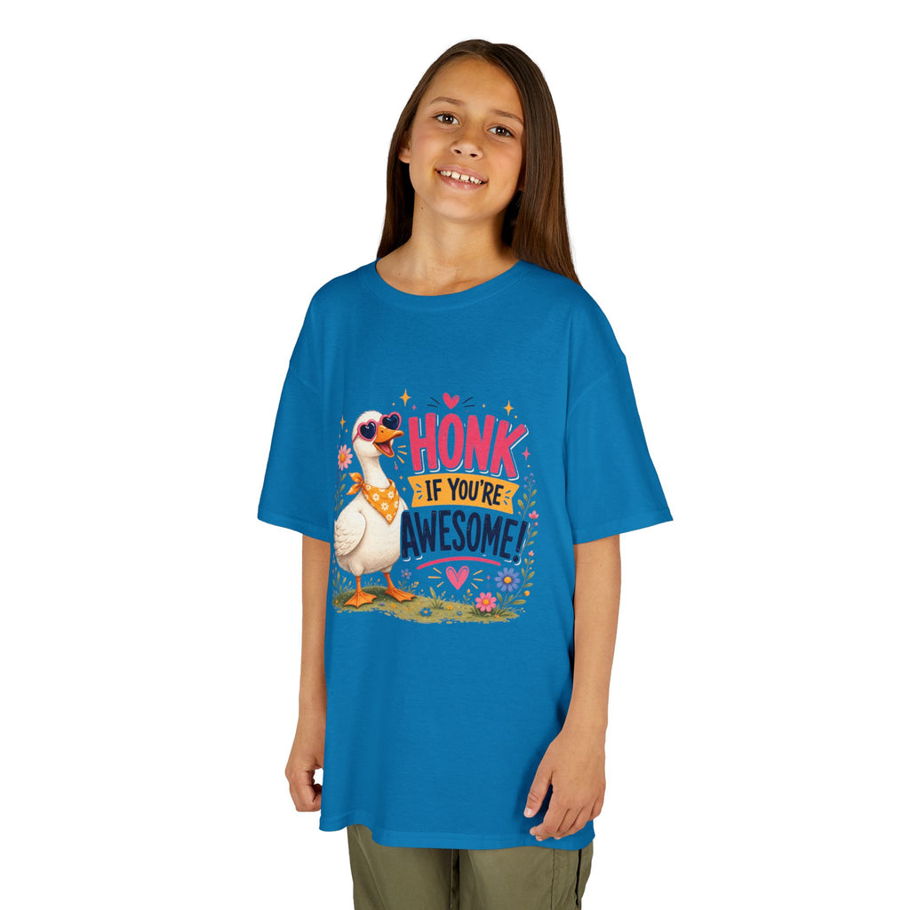 Kids Tee — "Honk If You're Awesome!" Cute Goose Graphic Shirt