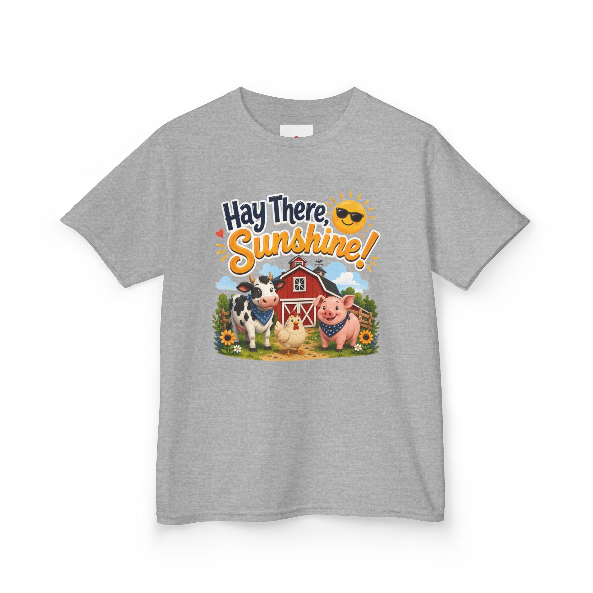 Kids Tee — "Hay There, Sunshine!" Farm Animal Graphic