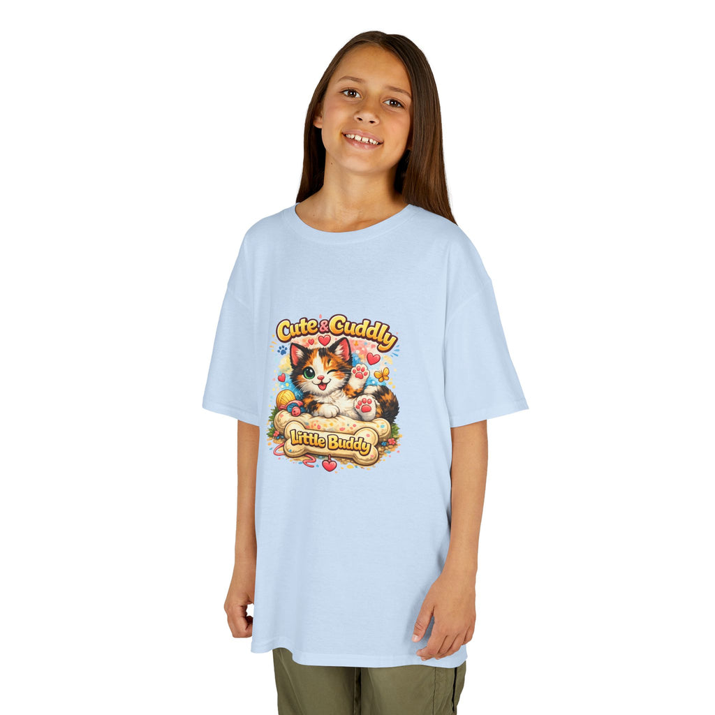 Kids T-Shirt — "Cute & Cuddly Little Buddy" Cat Graphic Tee