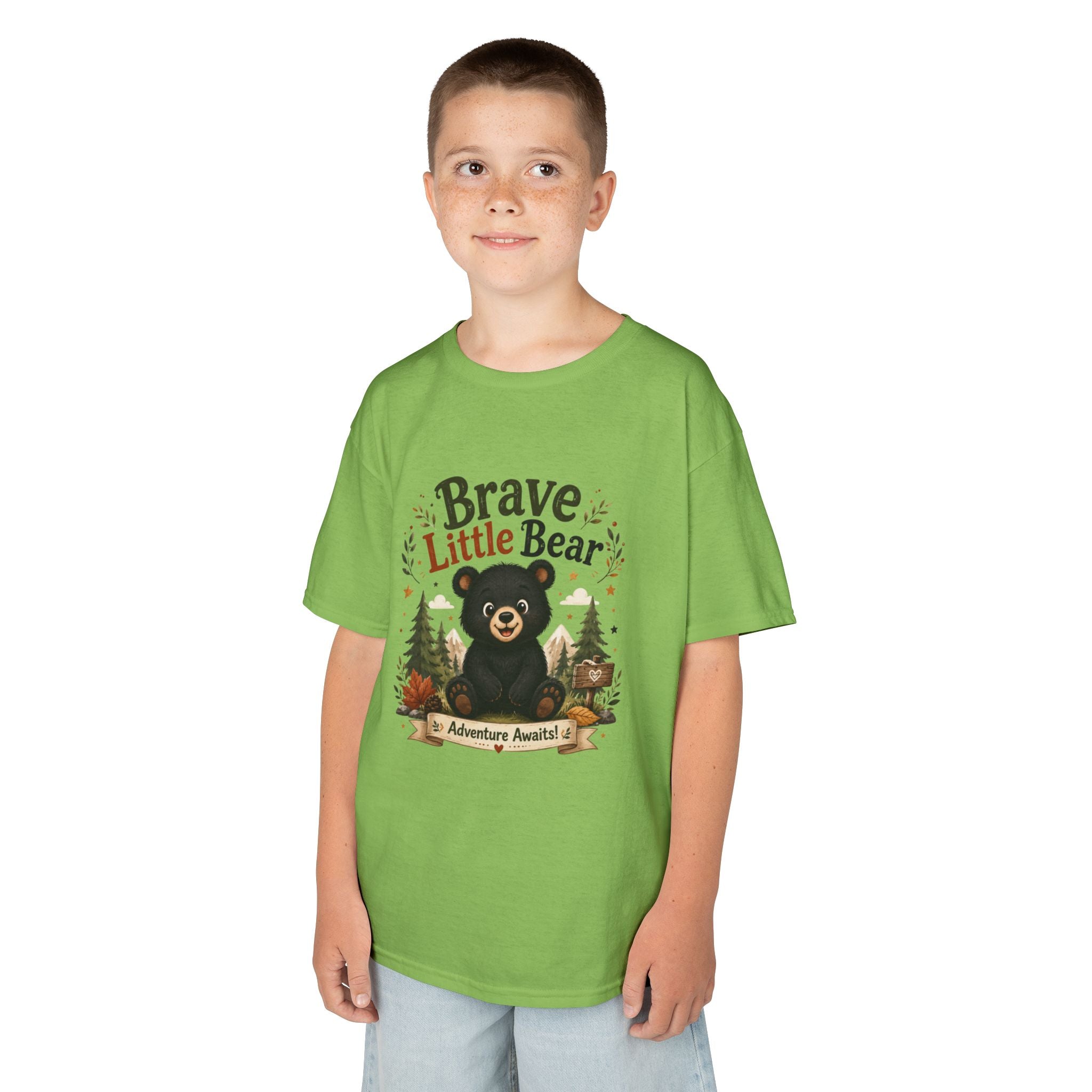 Kids Tee — "Brave Little Bear" Adventure Graphic Shirt