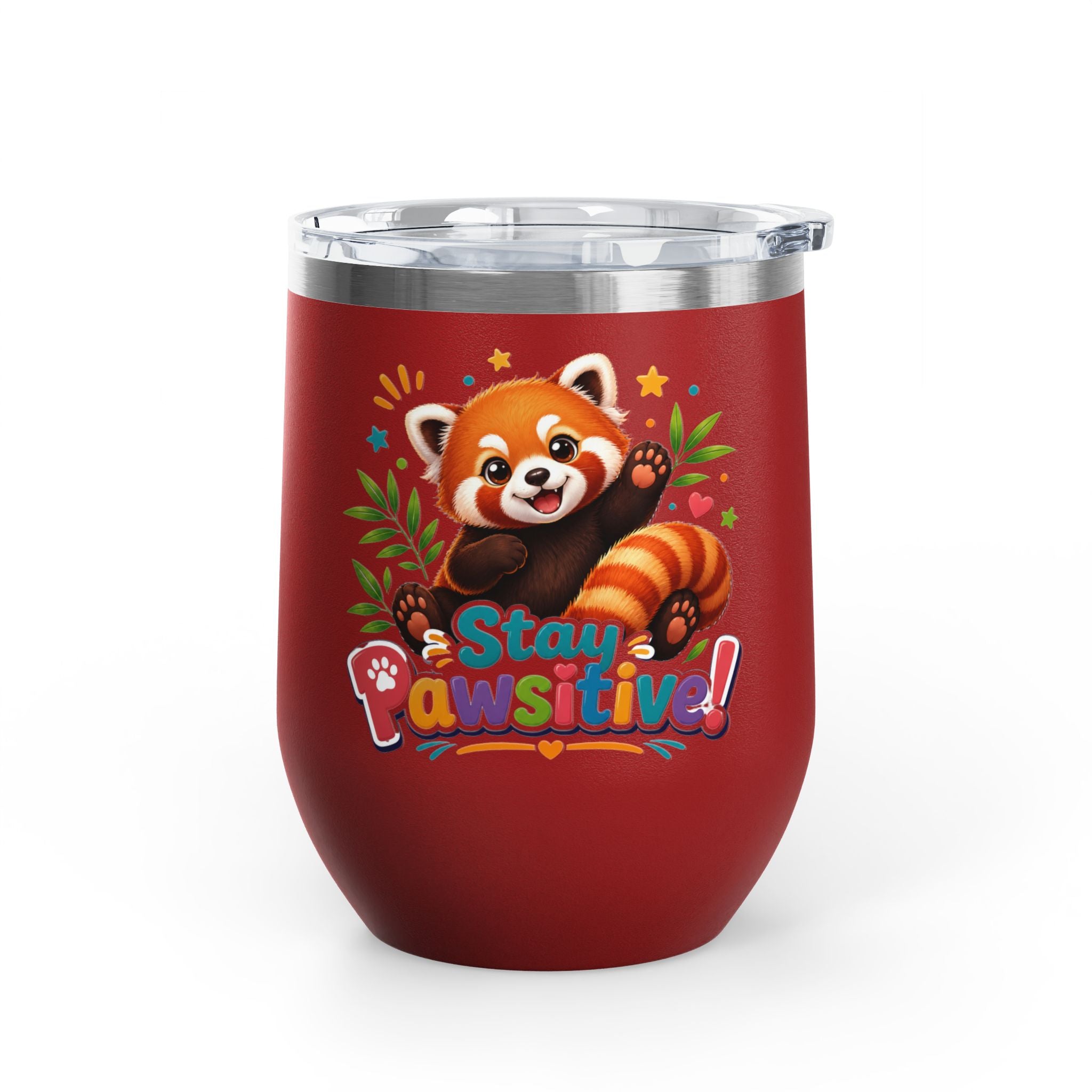 Stay Pawsitive Red Panda Tumbler — 12oz Insulated Cute Animal Gift