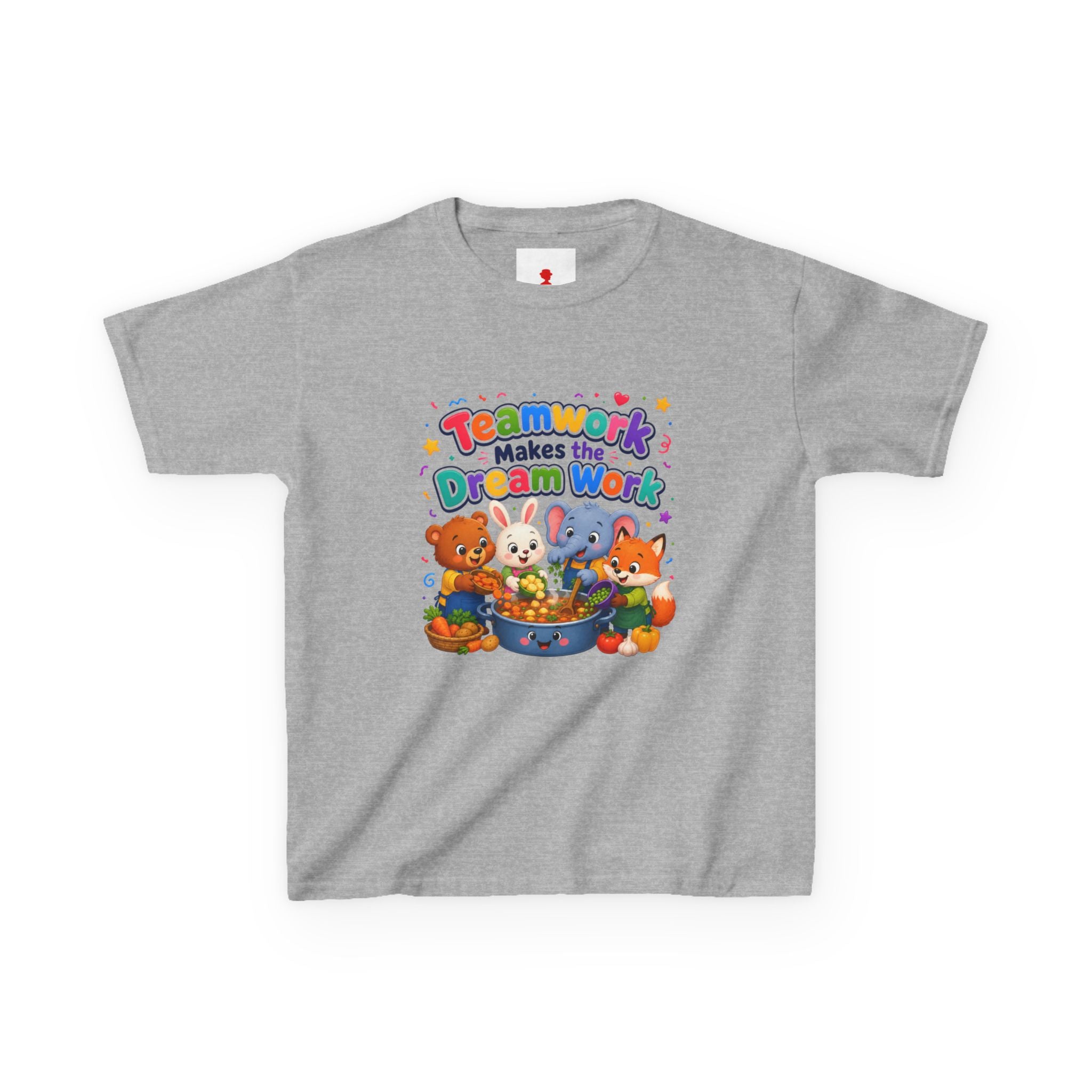 Kids Tee — “Teamwork Makes the Dream Work” Cute Animal Classroom Shirt