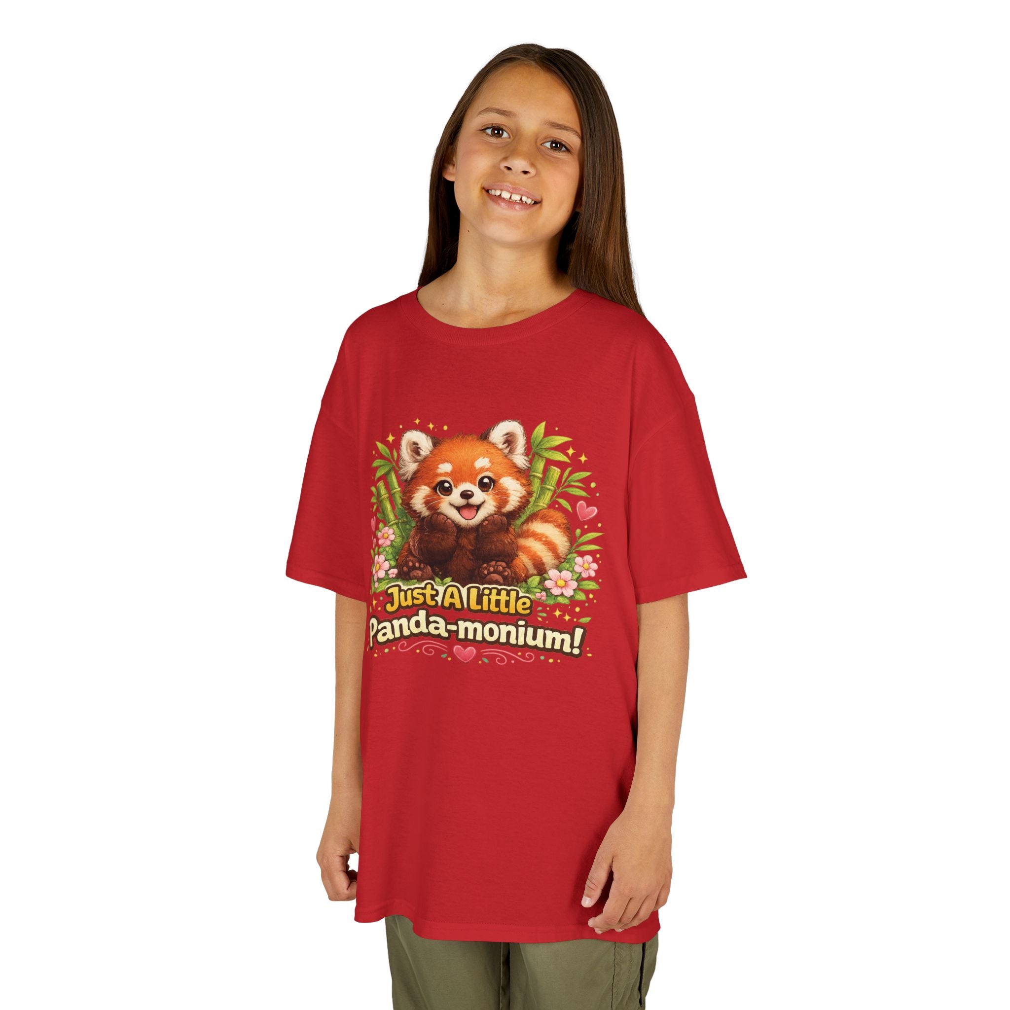 Red Panda Illustration Kids T-Shirt | "Just A Little Panda-monium"