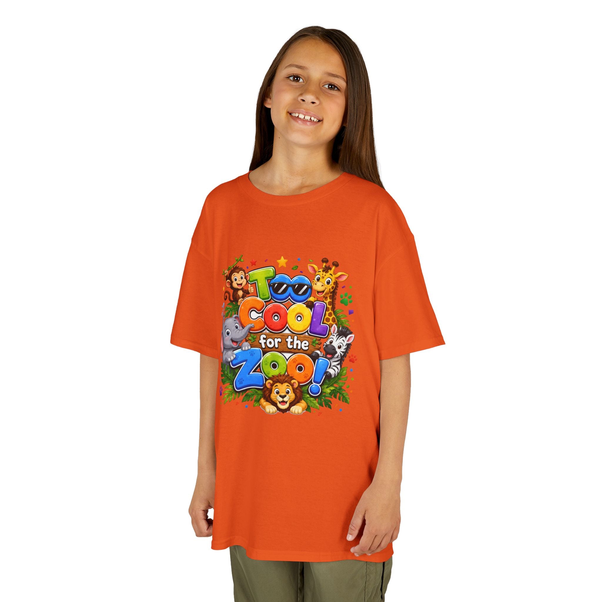 Kids Tee — "Too Cool for the Zoo" Colorful Animal Graphic