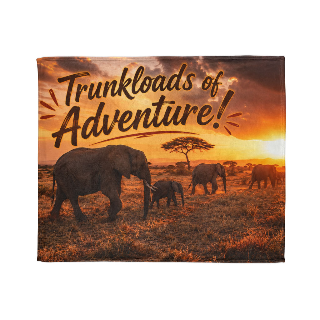 Trunkloads of Adventure! Elephant Safari Throw Blanket