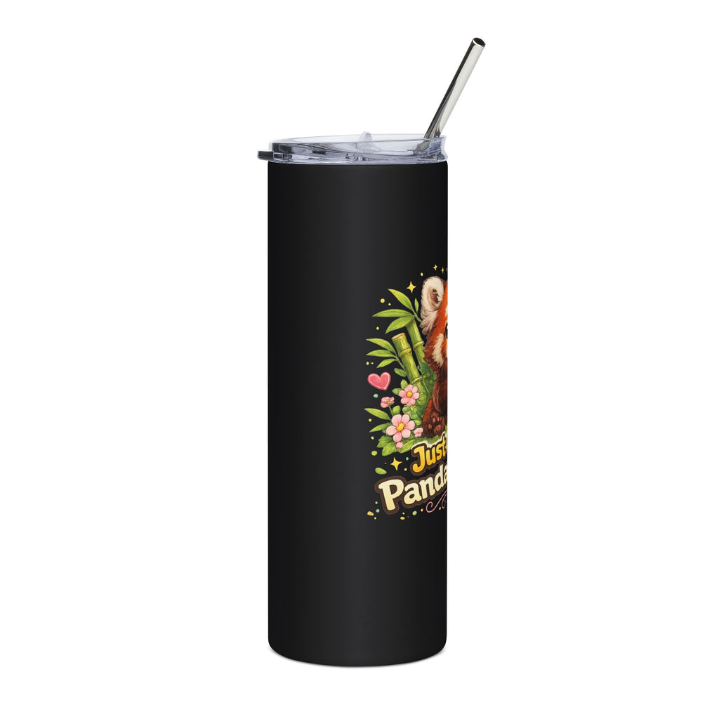 Red Panda Illustration Just A Little Panda-monium Tumbler | 20oz Stainless Steel