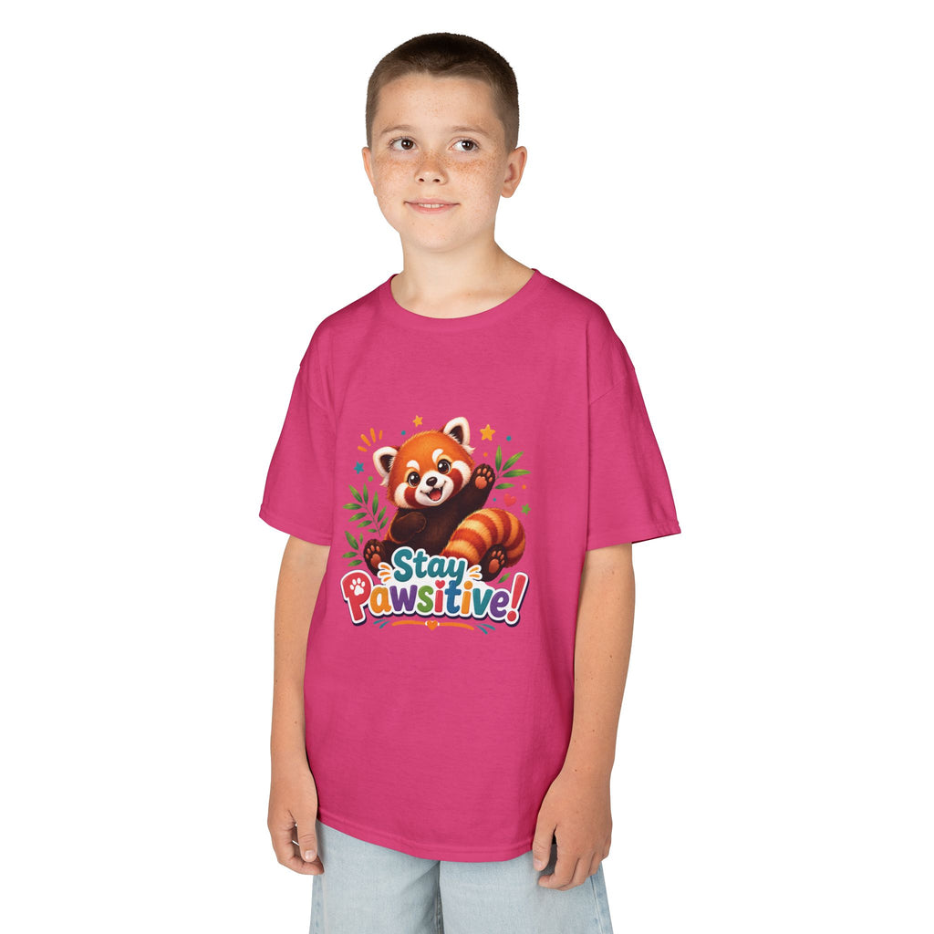 Stay Pawsitive Red Panda Kids Tee | Cute Animal Positive Message
