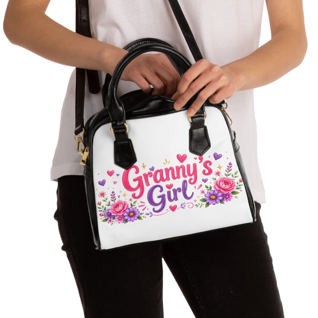Granny's Girl Shoulder Handbag | Floral Hearts Design