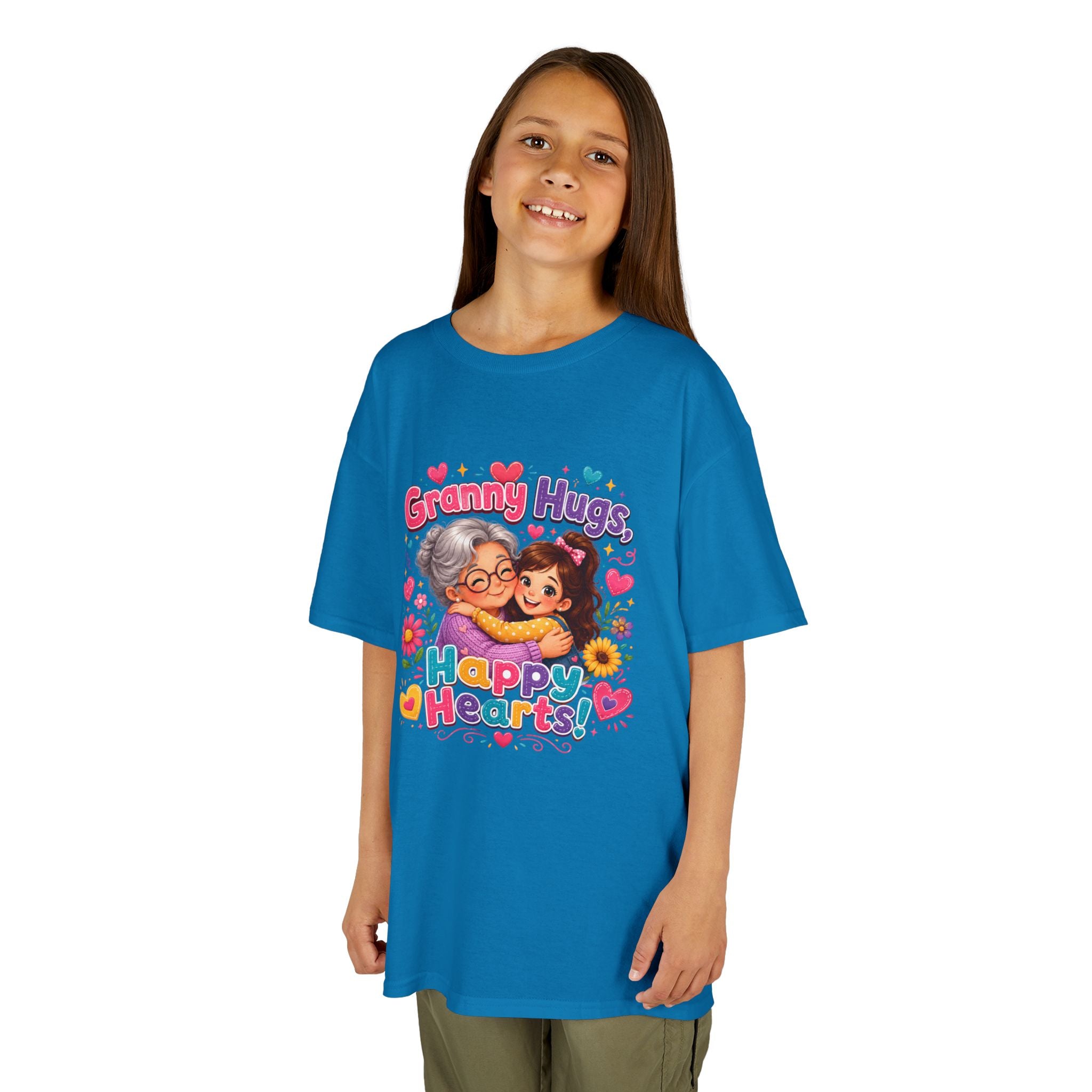 Granny Hugs Happy Hearts Tee | Grandma Grandchild Cute Illustration