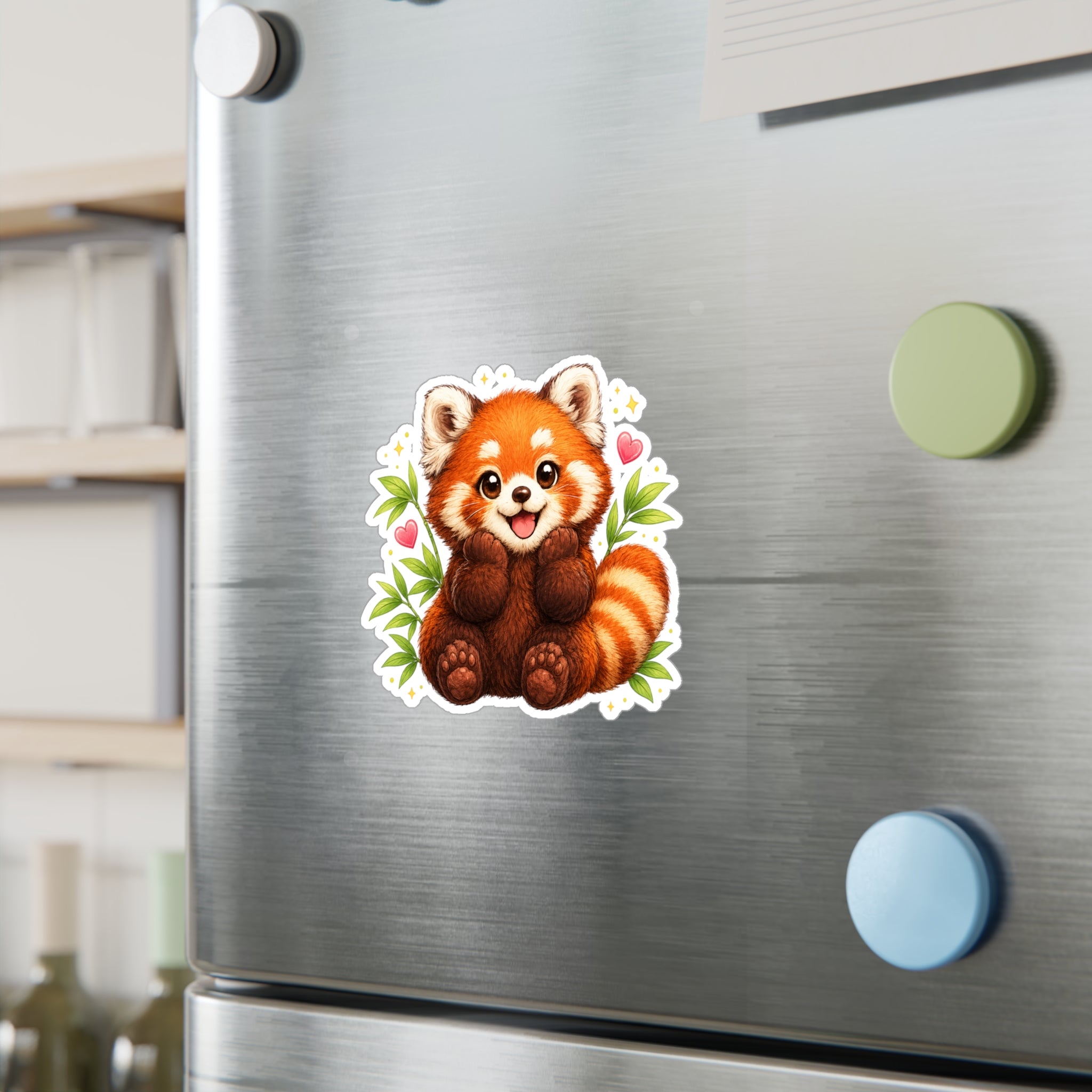 Red Panda Kiss-Cut Vinyl Sticker — Cute Cartoon Animal Decal for Laptops, Water Bottles & Windows