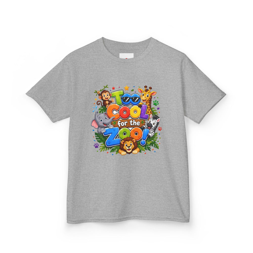 Kids Tee — "Too Cool for the Zoo" Colorful Animal Graphic