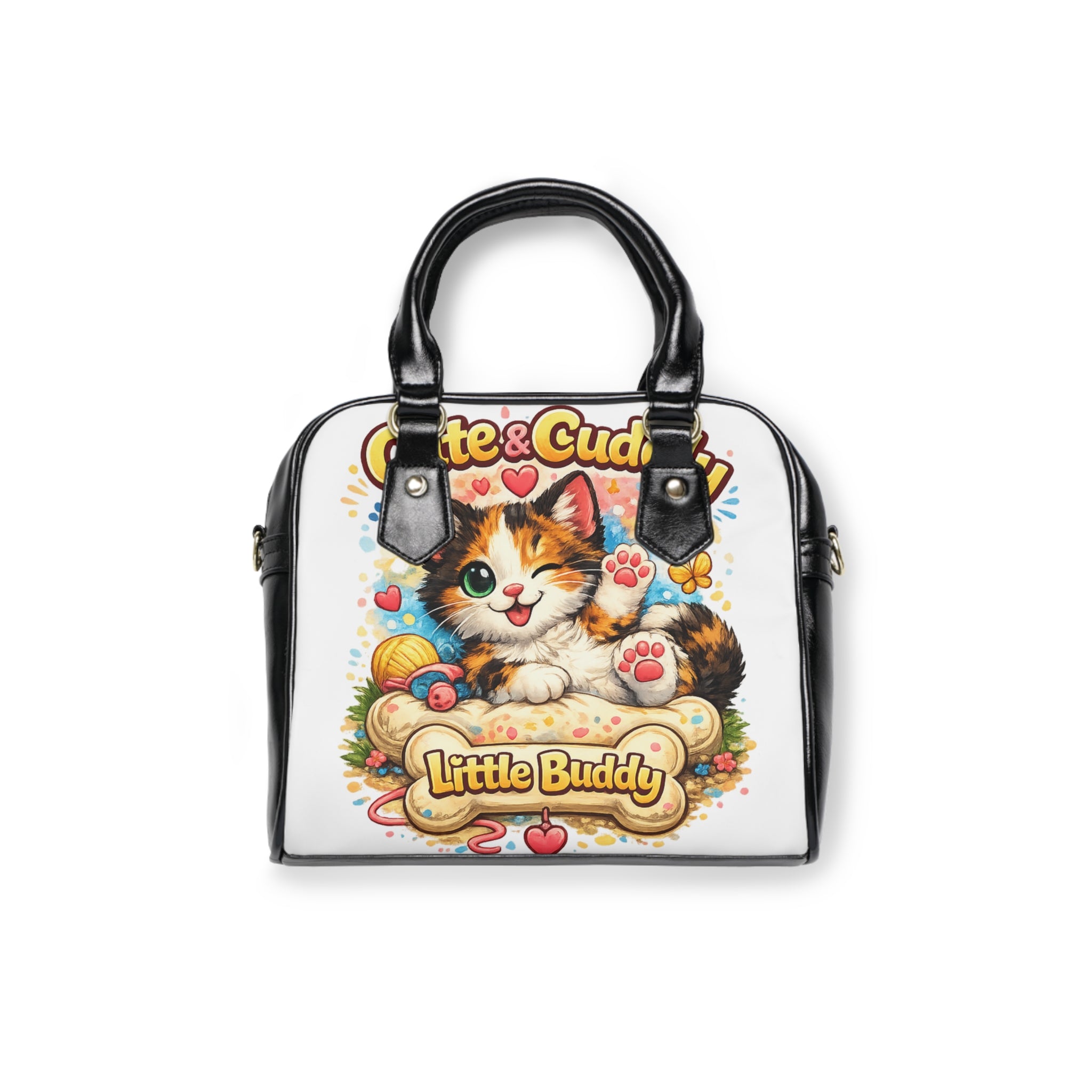 Cute & Cuddly Little Buddy Shoulder Handbag — Adorable Kitten Print Purse