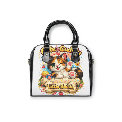 Cute & Cuddly Little Buddy Shoulder Handbag — Adorable Kitten Print Purse