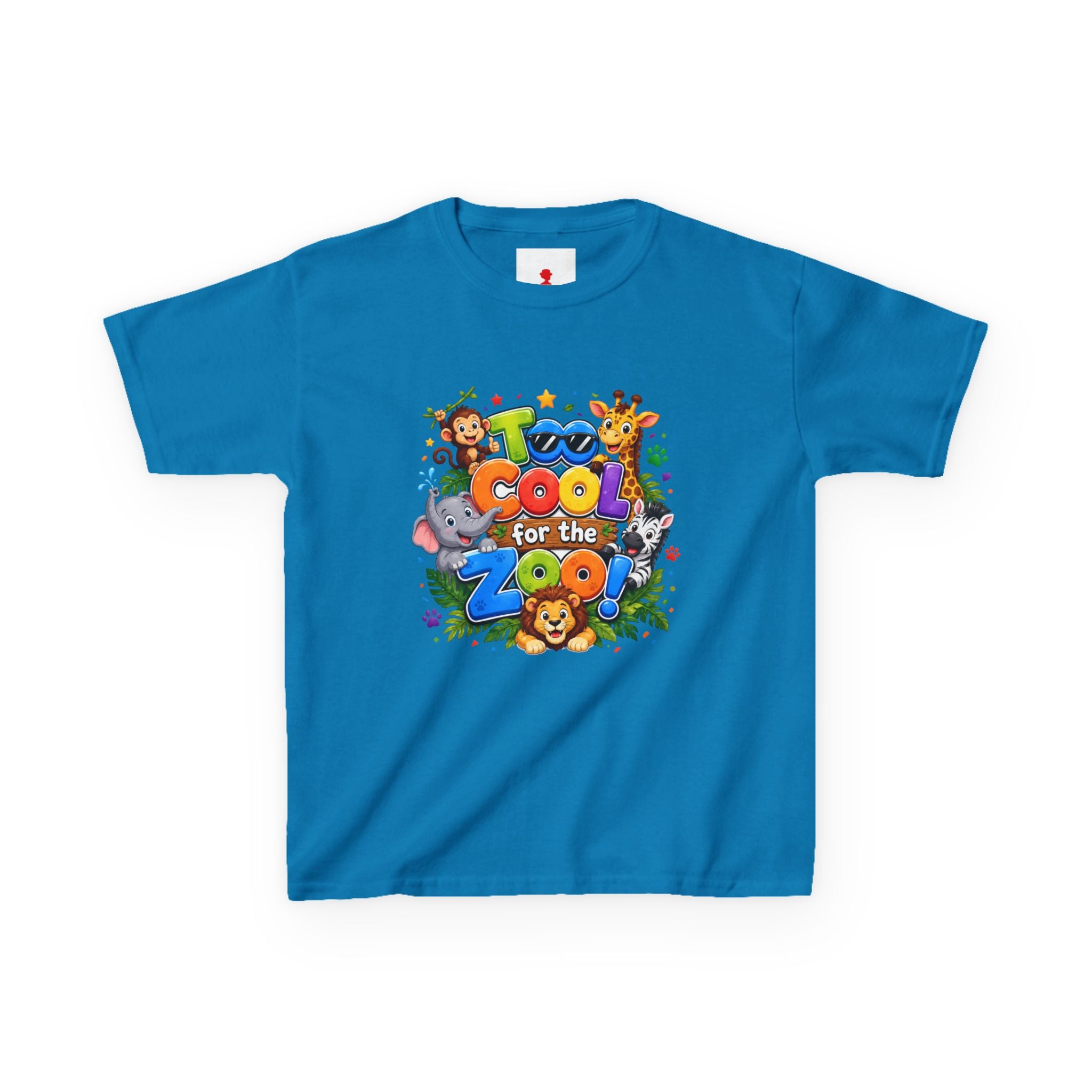 Kids Tee — "Too Cool for the Zoo" Colorful Animal Graphic