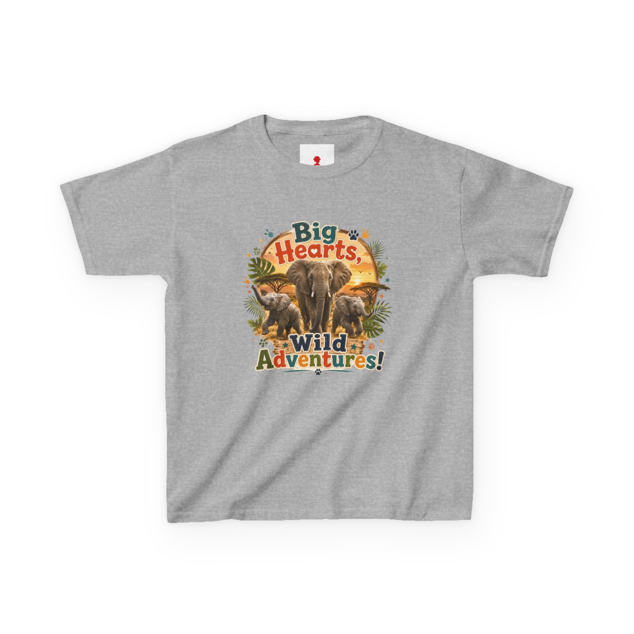 Kids T-Shirt — “Big Hearts, Wild Adventures!” Elephant Safari Shirt for Kids, Cute Animal Adventure Tee