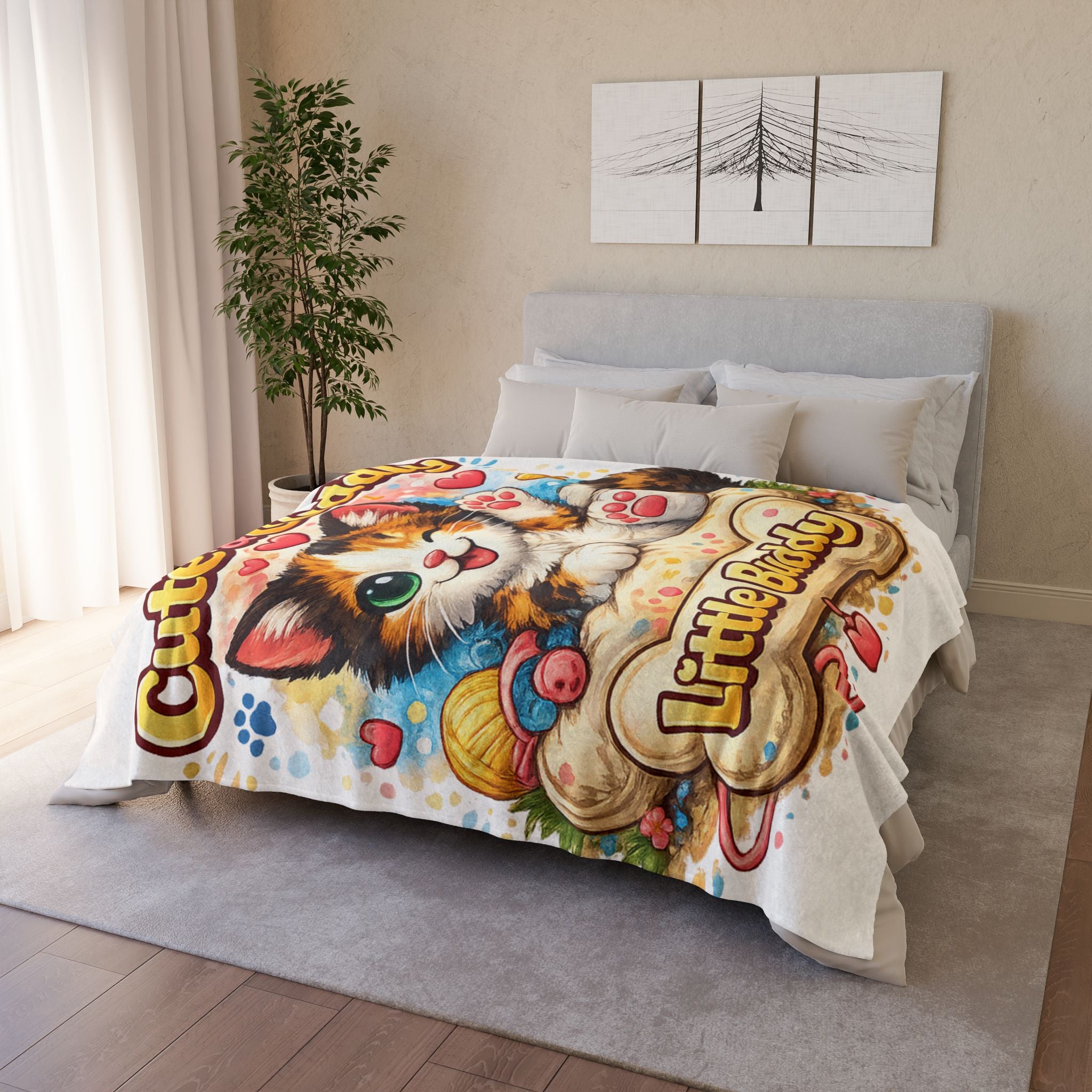 Cute & Cuddly Kitten Blanket — "Little Buddy" Soft Plush Throw for Kids & Cat Lovers