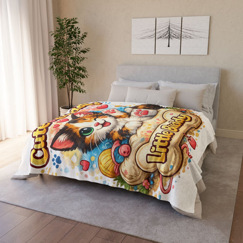 Cute & Cuddly Kitten Blanket — "Little Buddy" Soft Plush Throw for Kids & Cat Lovers