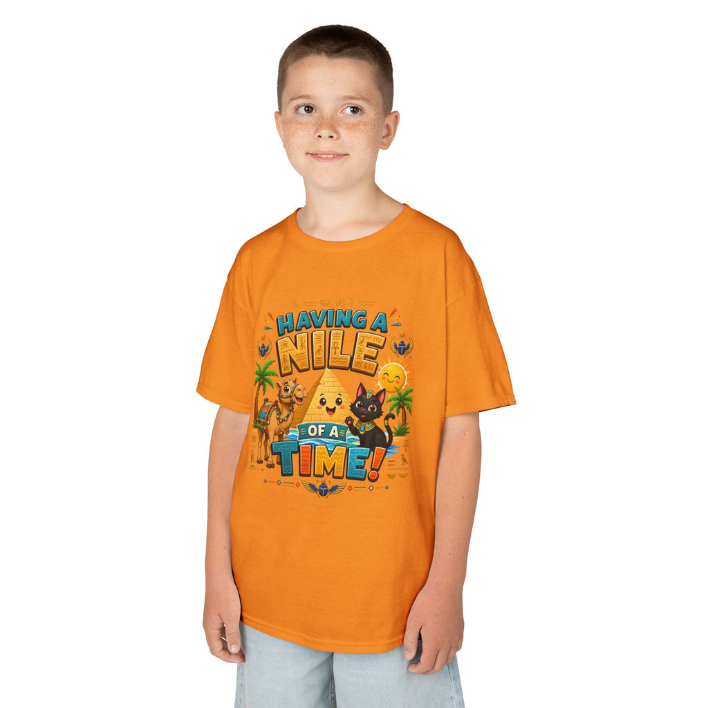 Having a Nile of a Time Kids Tee | Camel Pyramid Desert Cartoon