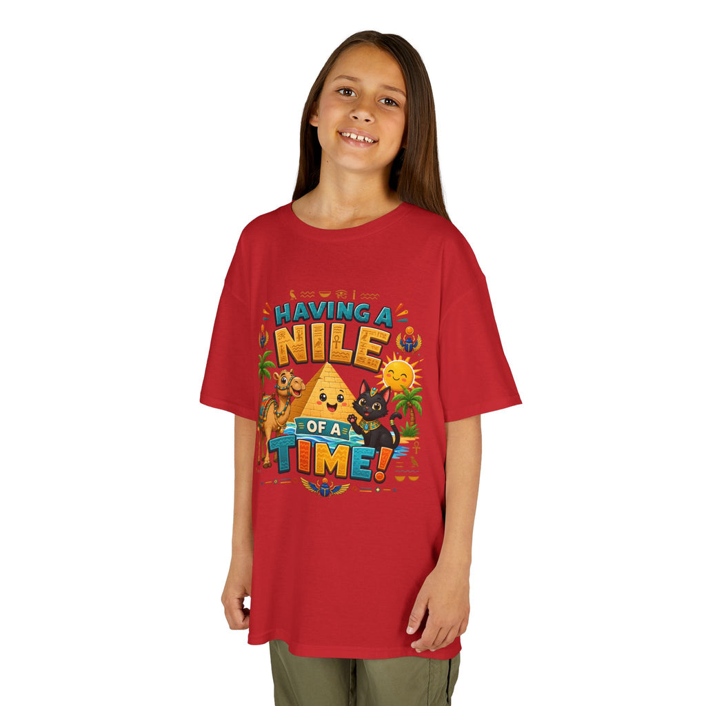Having a Nile of a Time Kids Tee | Camel Pyramid Desert Cartoon