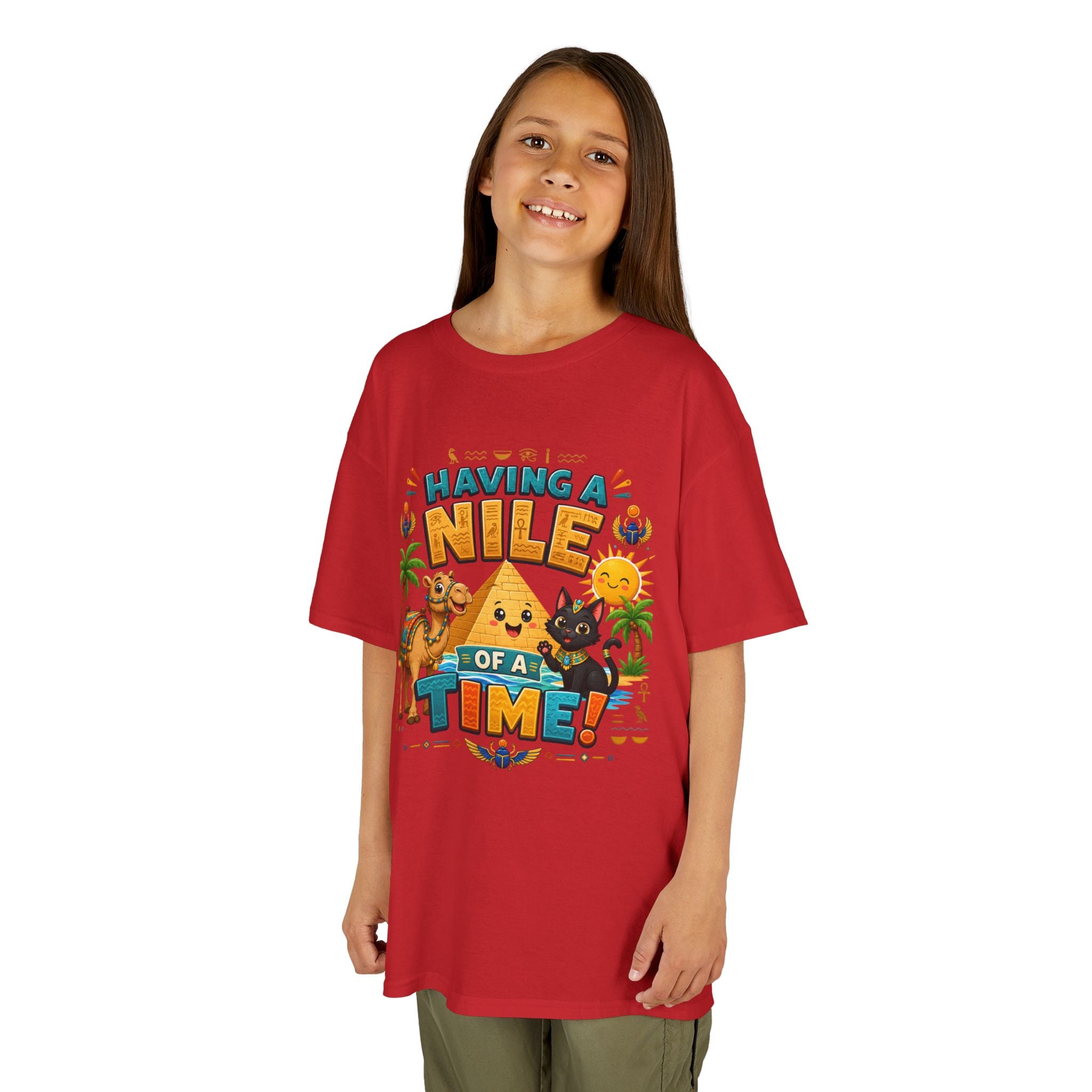 Having a Nile of a Time Kids Tee | Camel Pyramid Desert Cartoon