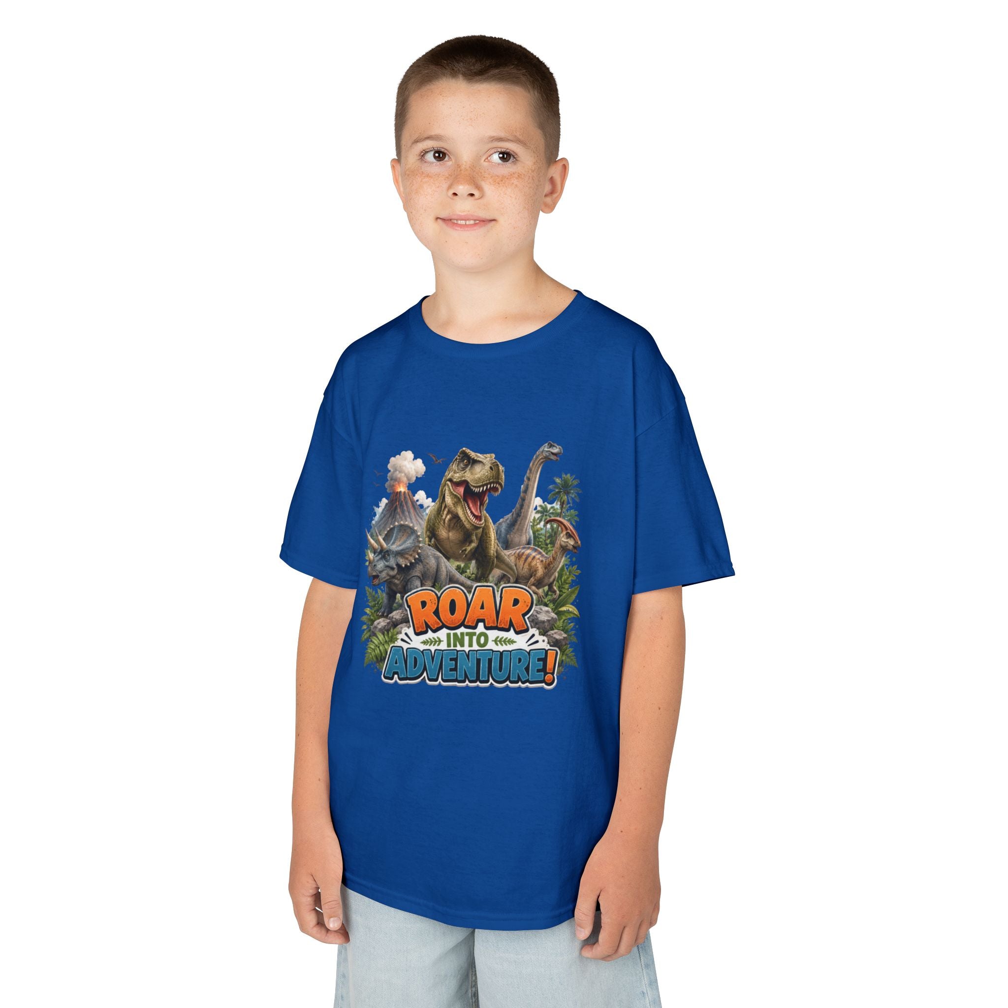 Kids Dinosaur Tee - "Roar Into Adventure" Graphic Shirt for Boys & Girls