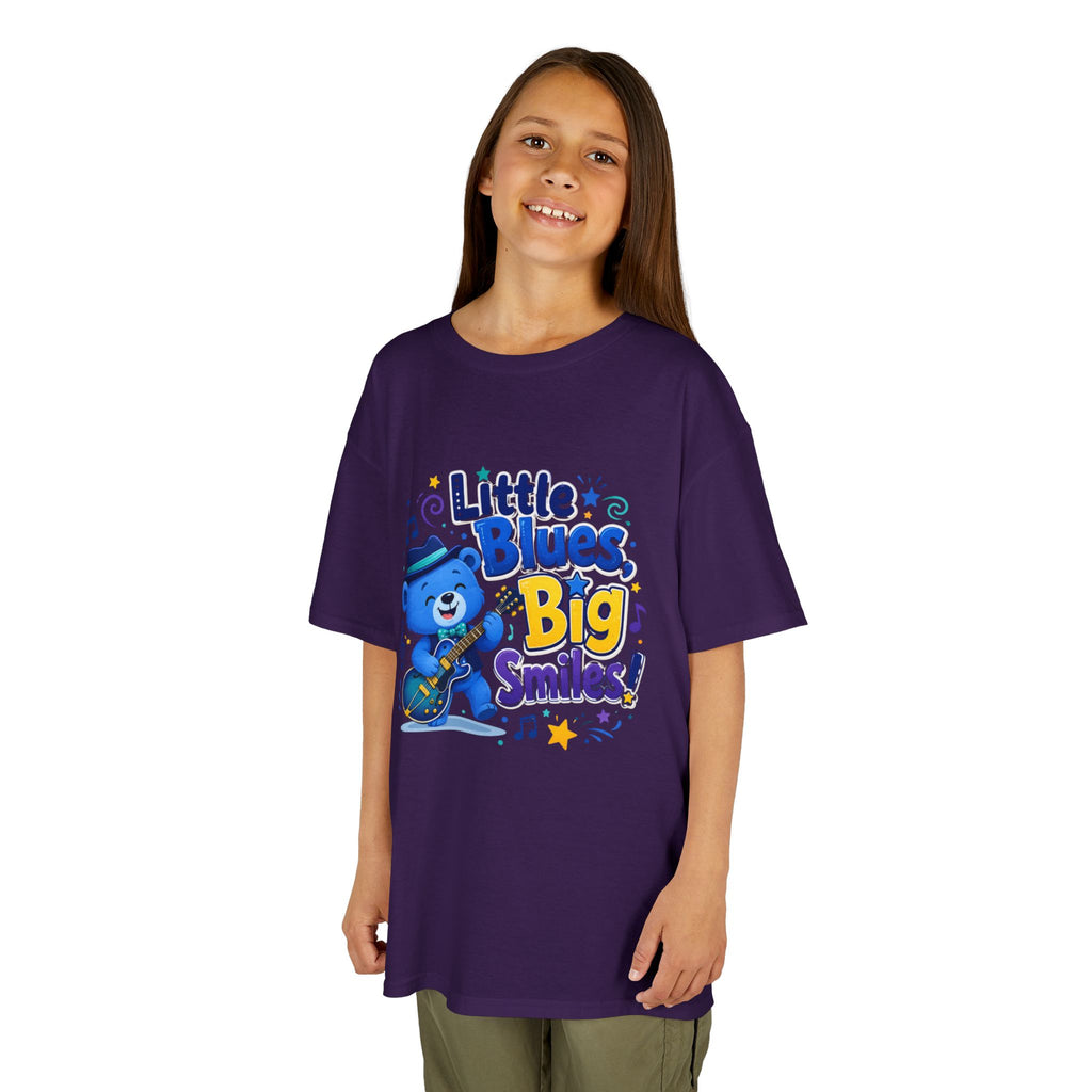 Kids Tee — "Little Blues, Big Smiles!" Guitar-Bear Graphic