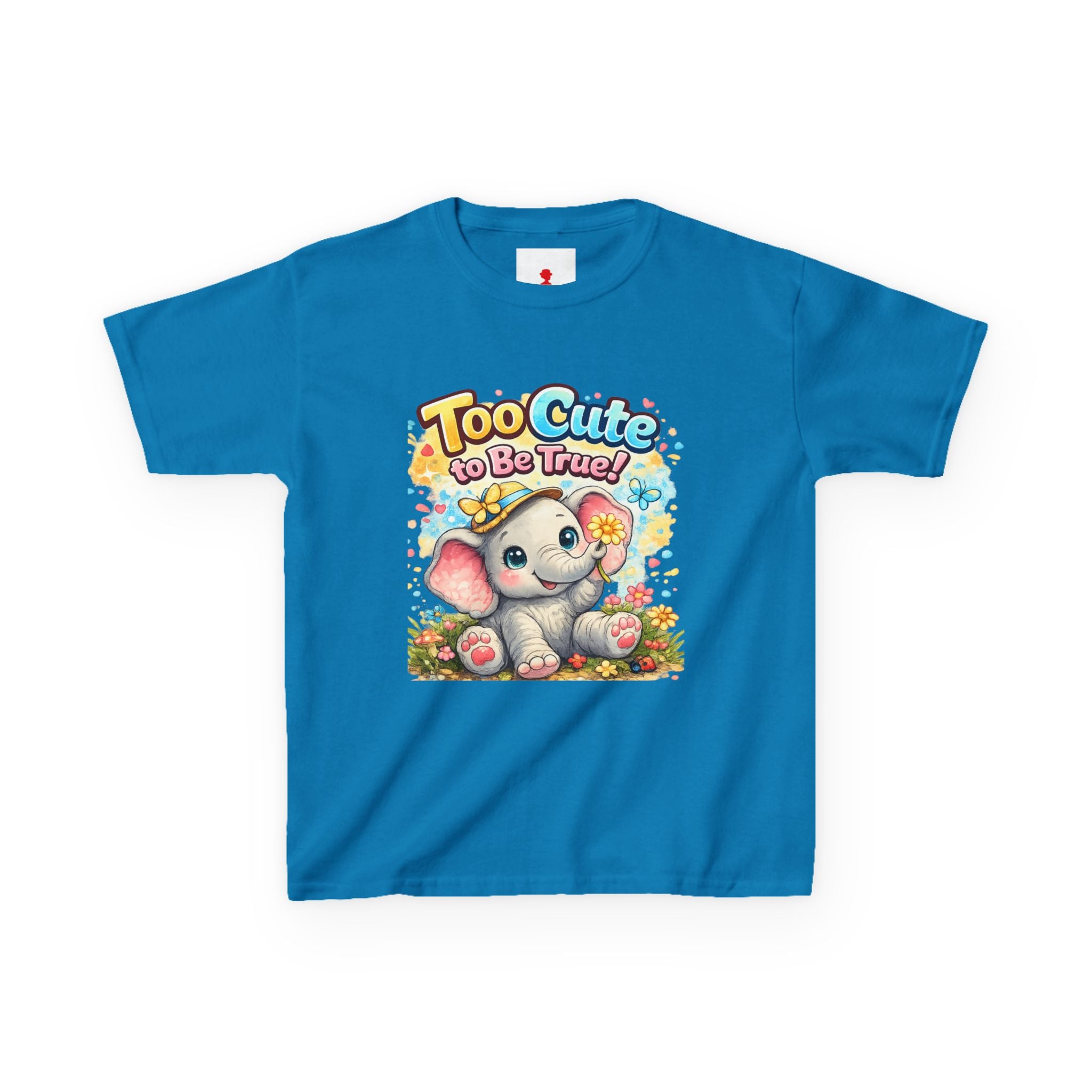 Kids Tee — "Too Cute to Be True" Elephant Graphic