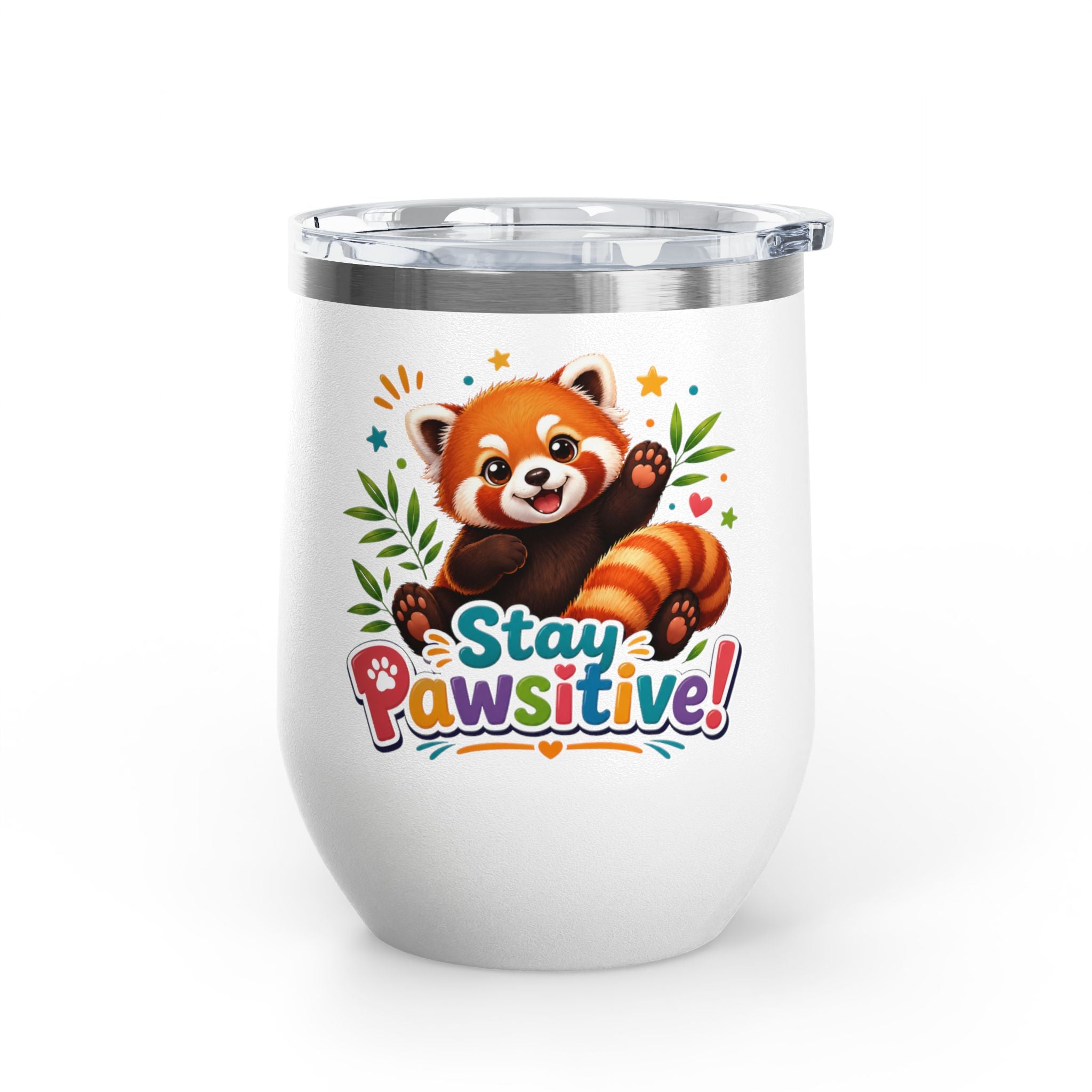 Stay Pawsitive Red Panda Tumbler — 12oz Insulated Cute Animal Gift