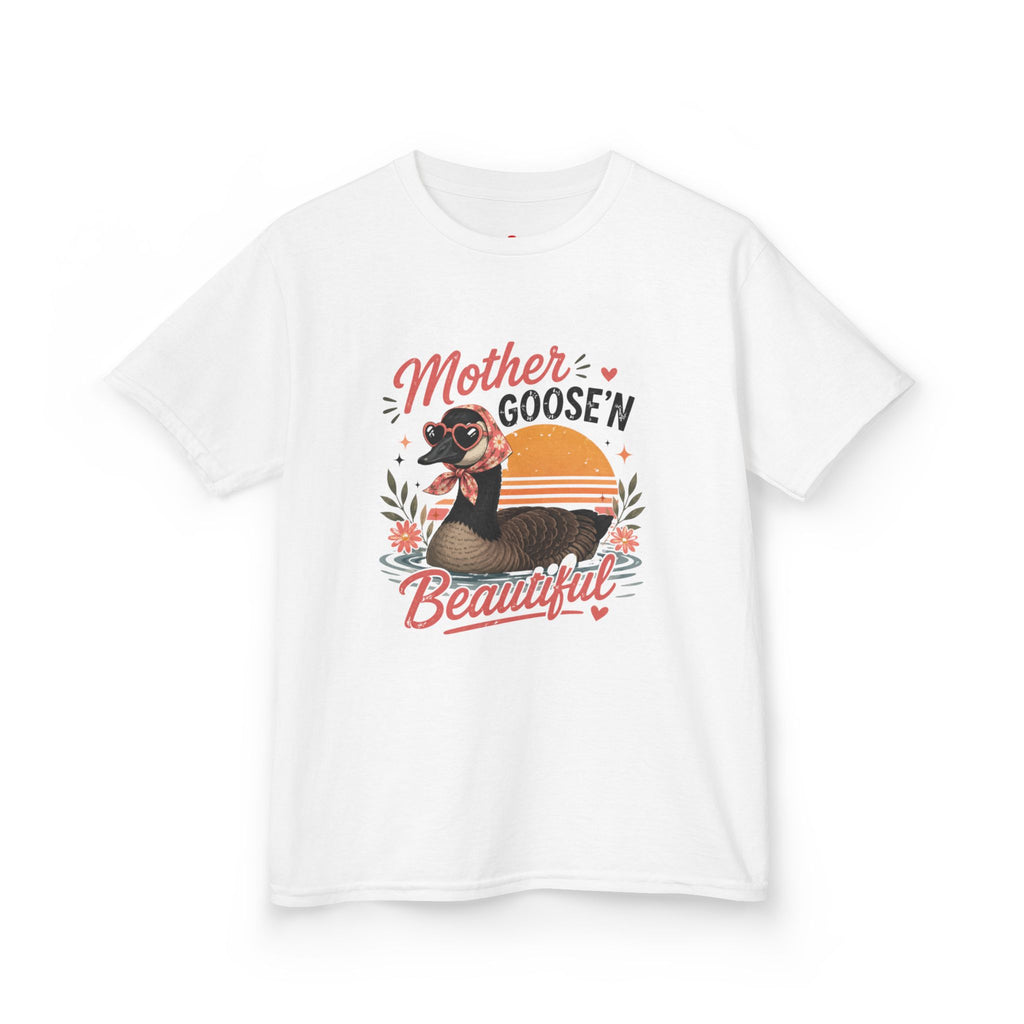 Kids Tee — "Mother Goose'n Beautiful" Cute Vintage Goose Graphic