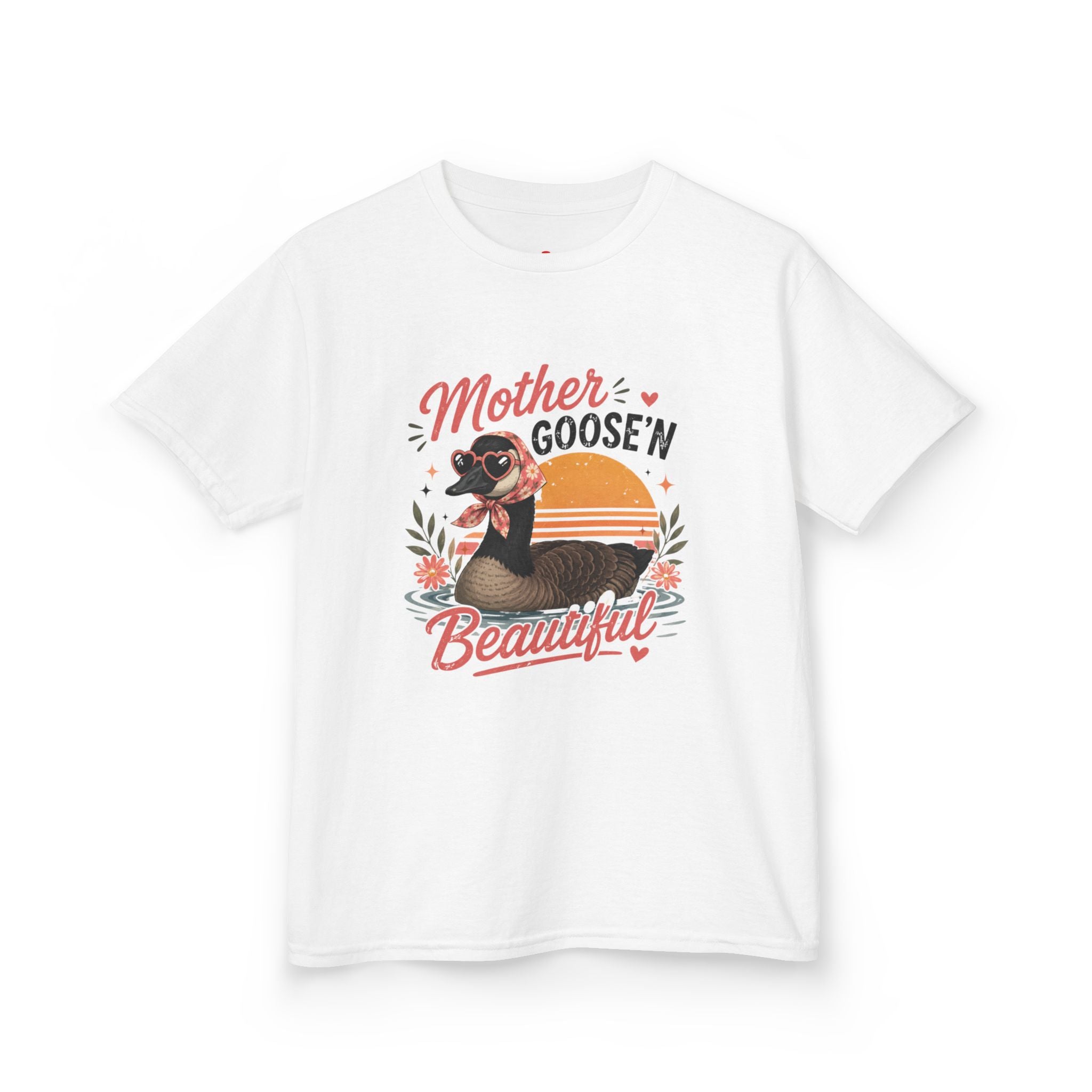 Kids Tee — "Mother Goose'n Beautiful" Cute Vintage Goose Graphic